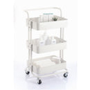3 Tier Storage Rolling Cart With Handle White
