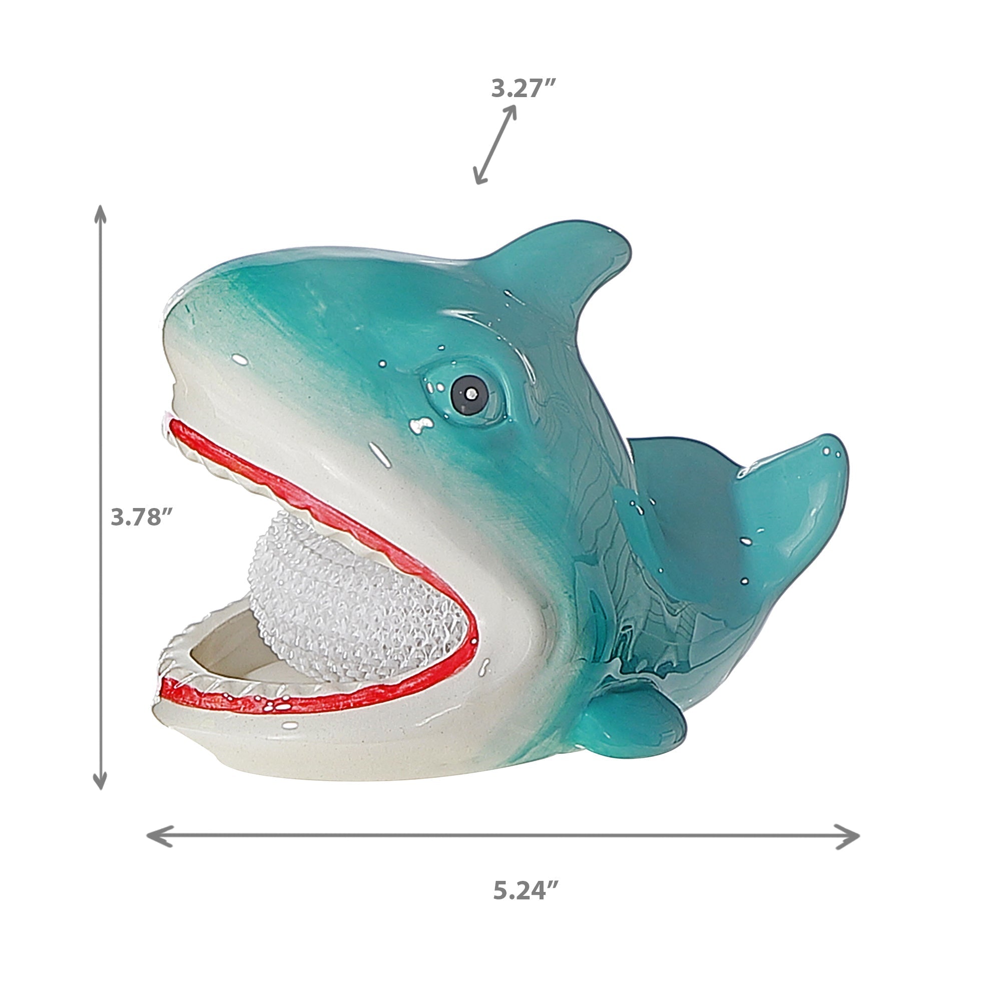 Sponge Holder with White Sponge Shark Design, Kitchen Sink Organizer, Cute Countertop Accessory