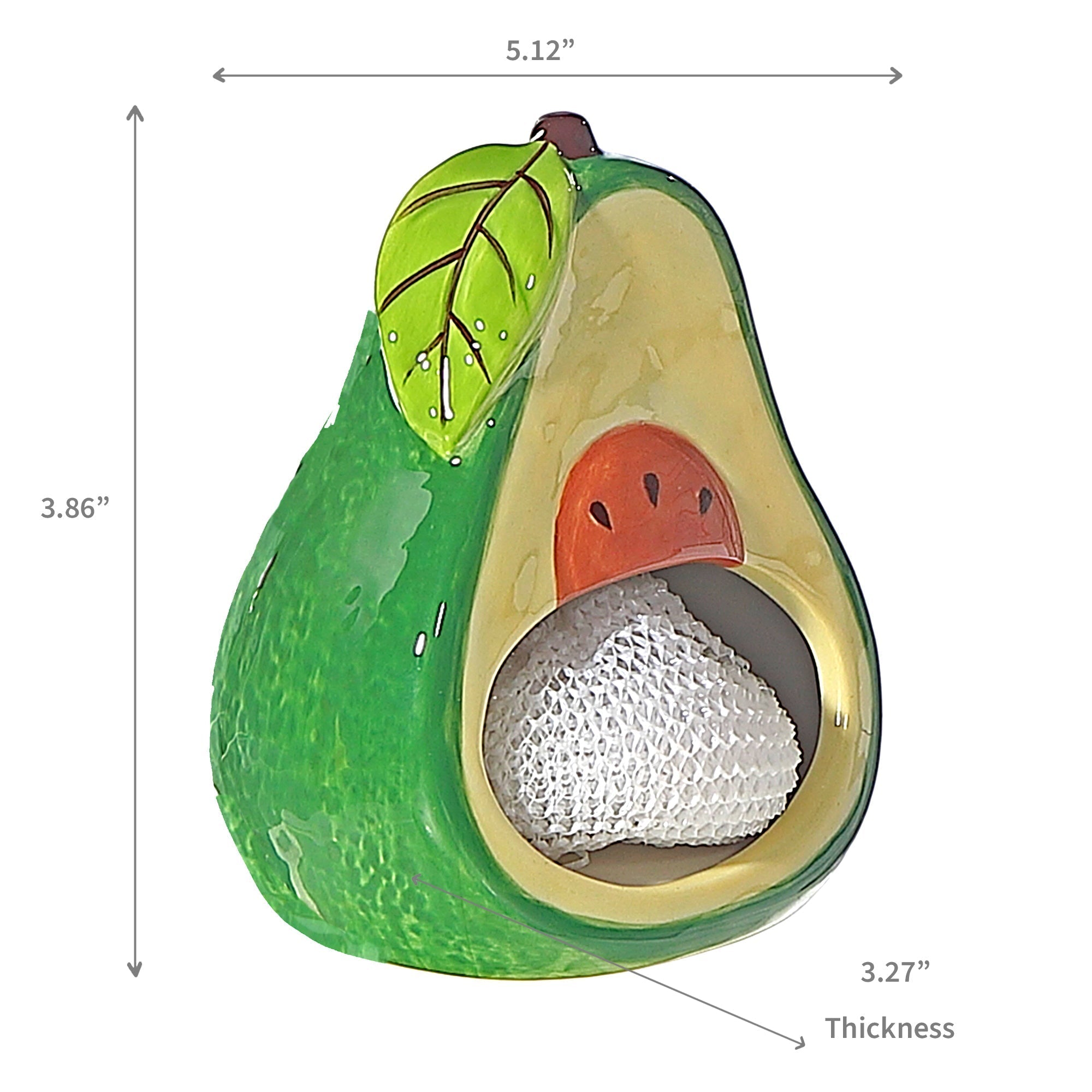 Sponge Holder with White Sponge Avocado – Kitchen Sink Organizer, Counter Accessory