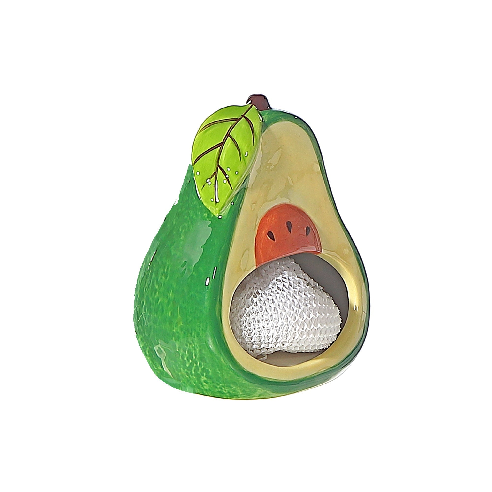 Sponge Holder with White Sponge Avocado – Kitchen Sink Organizer, Counter Accessory