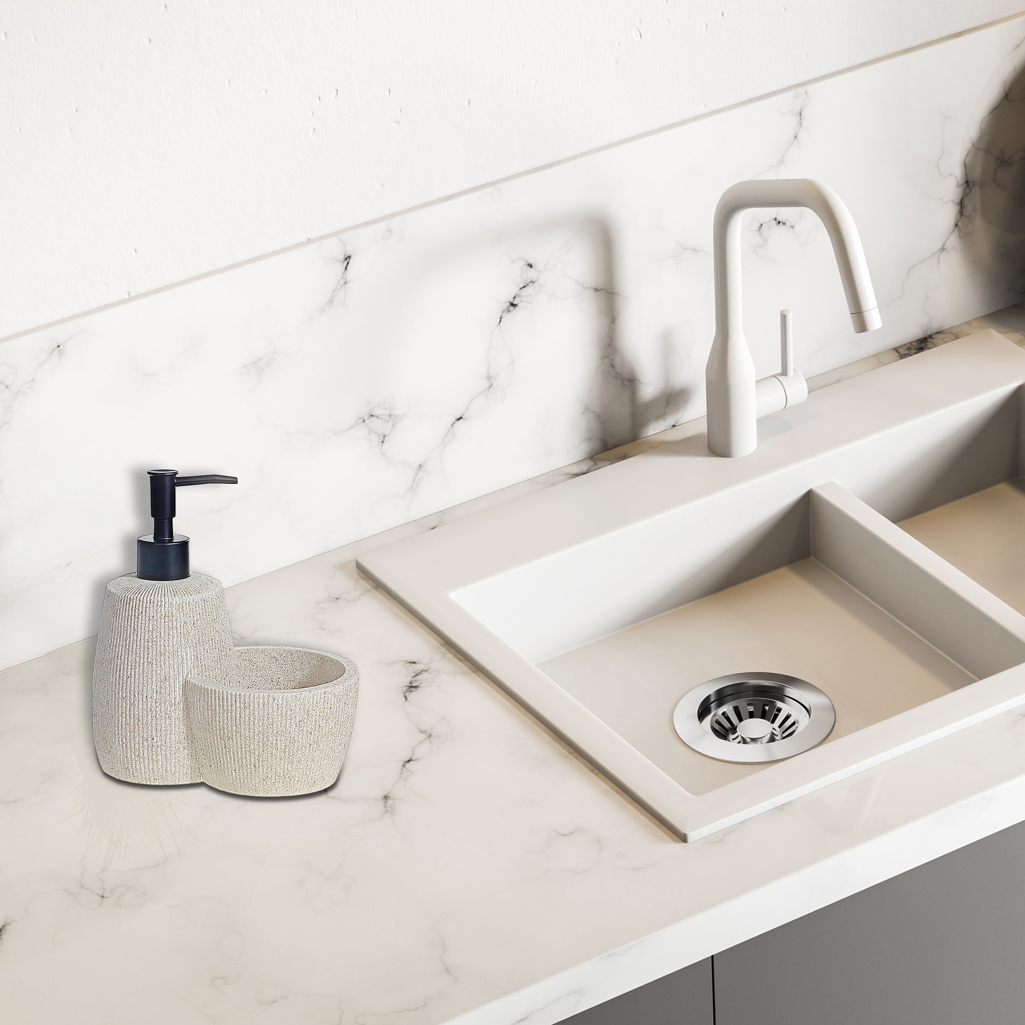 Polyresin Kitchen Sink Soap Dispenser – Bathroom & Kitchen Counter Accessory