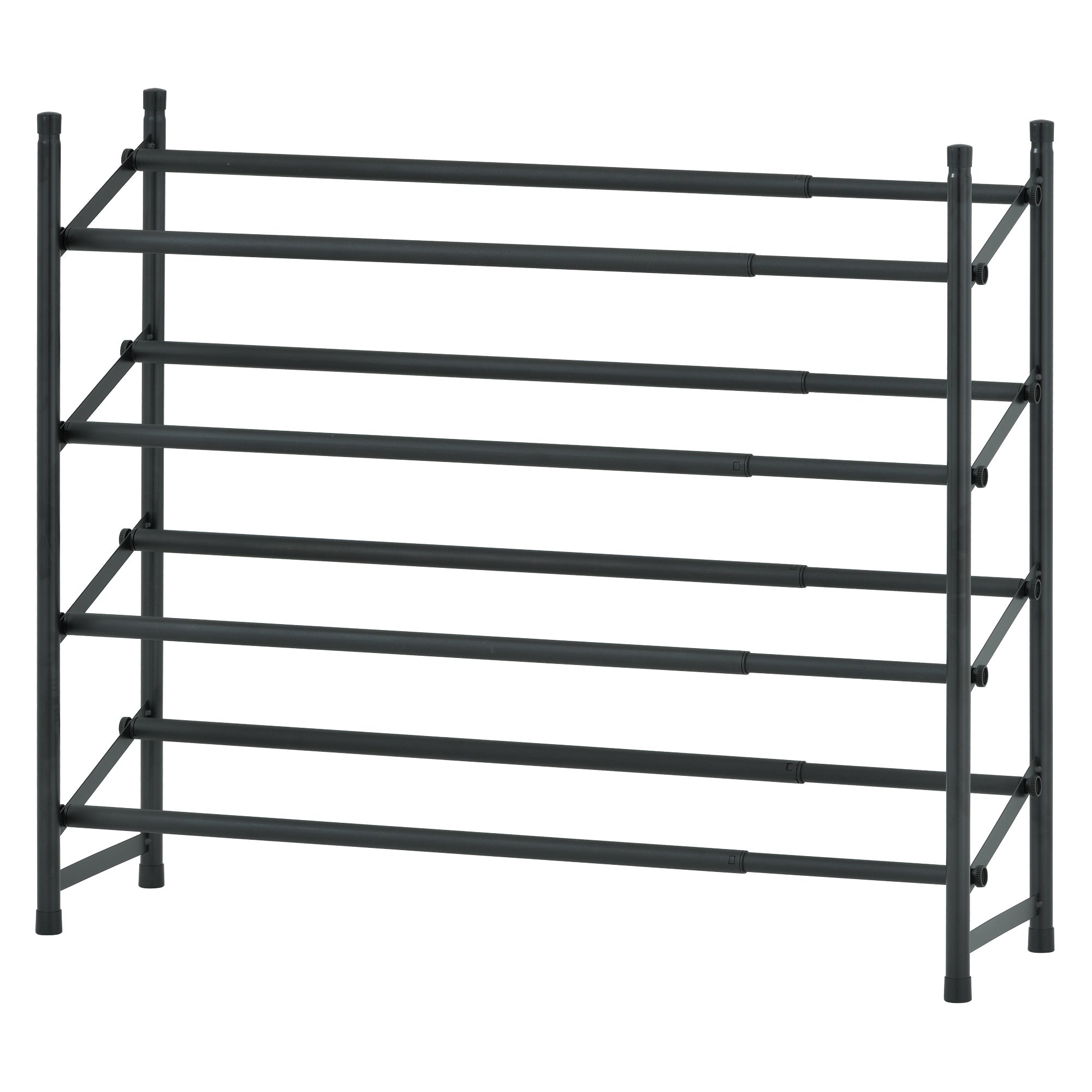 4-Tier Extendable Black Shoe Rack – Home Organization, Entryway Storage