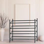 4-Tier Extendable Black Shoe Rack – Home Organization, Entryway Storage