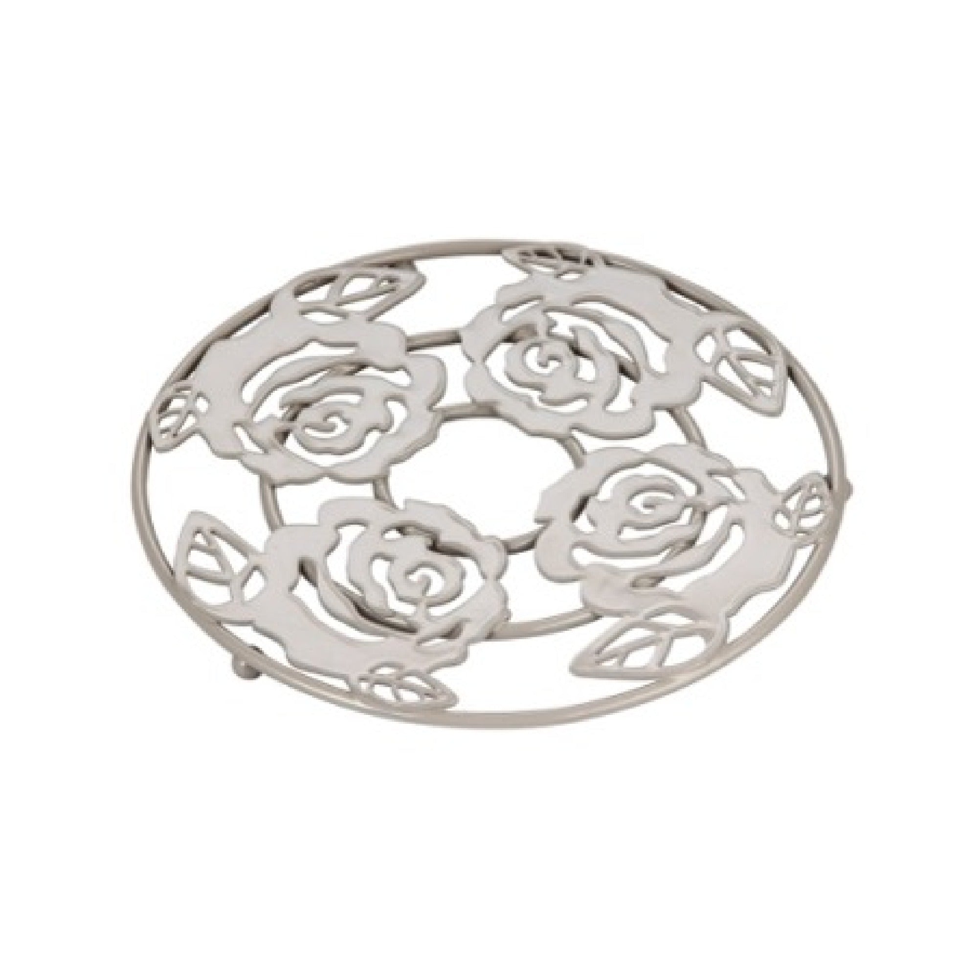 White Rose Round Trivet - Set of 2 Decorative Heat Resistant Kitchen Trivets