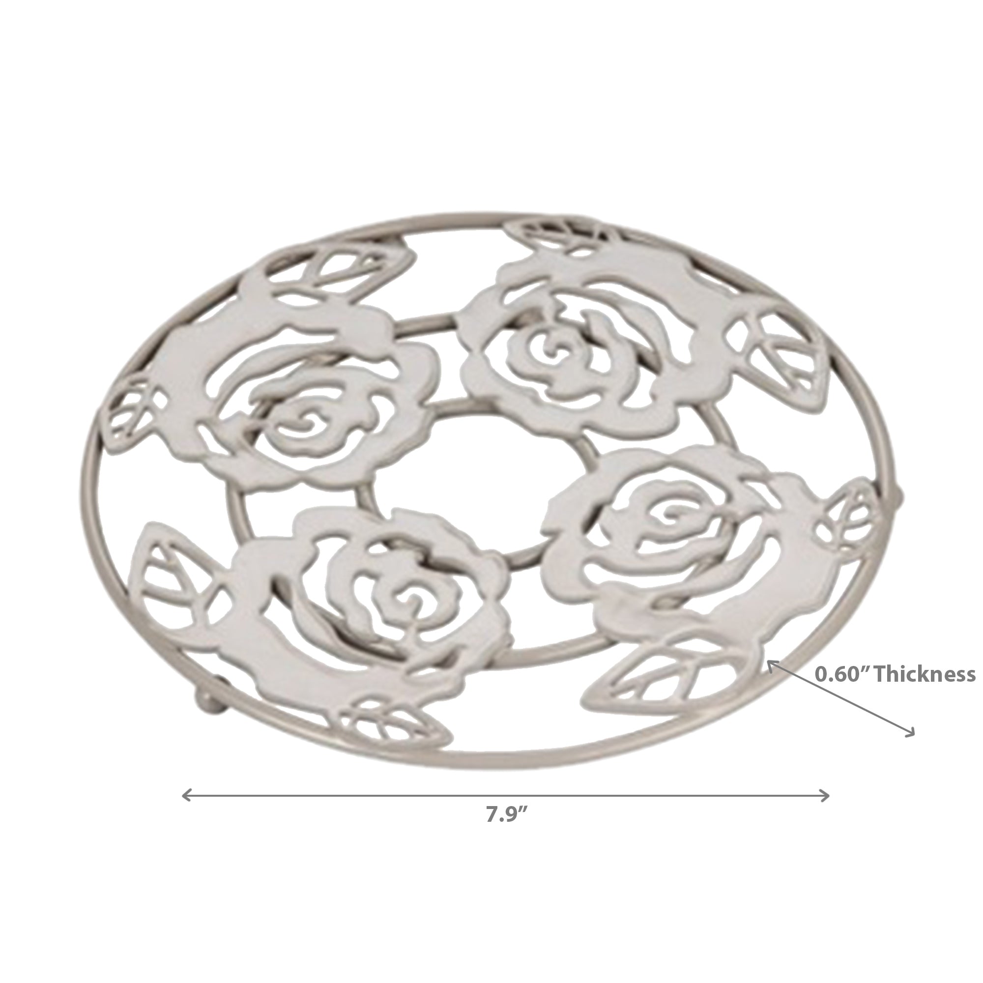 White Rose Round Trivet - Set of 2 Decorative Heat Resistant Kitchen Trivets