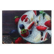 Printed Glass Cutting Board Chia Pudding - Set of 2 Decorative Kitchen Cutting Board and Serving Board