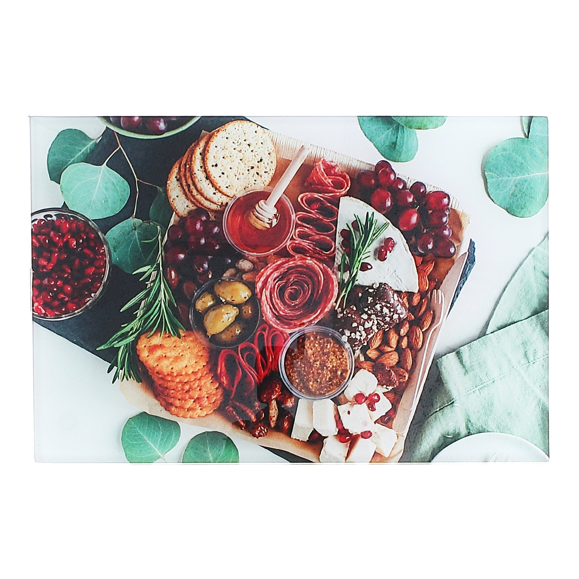 Printed Glass Cutting Board Charcuterie Board - Set of 2 Decorative Kitchen Cutting and Serving Board
