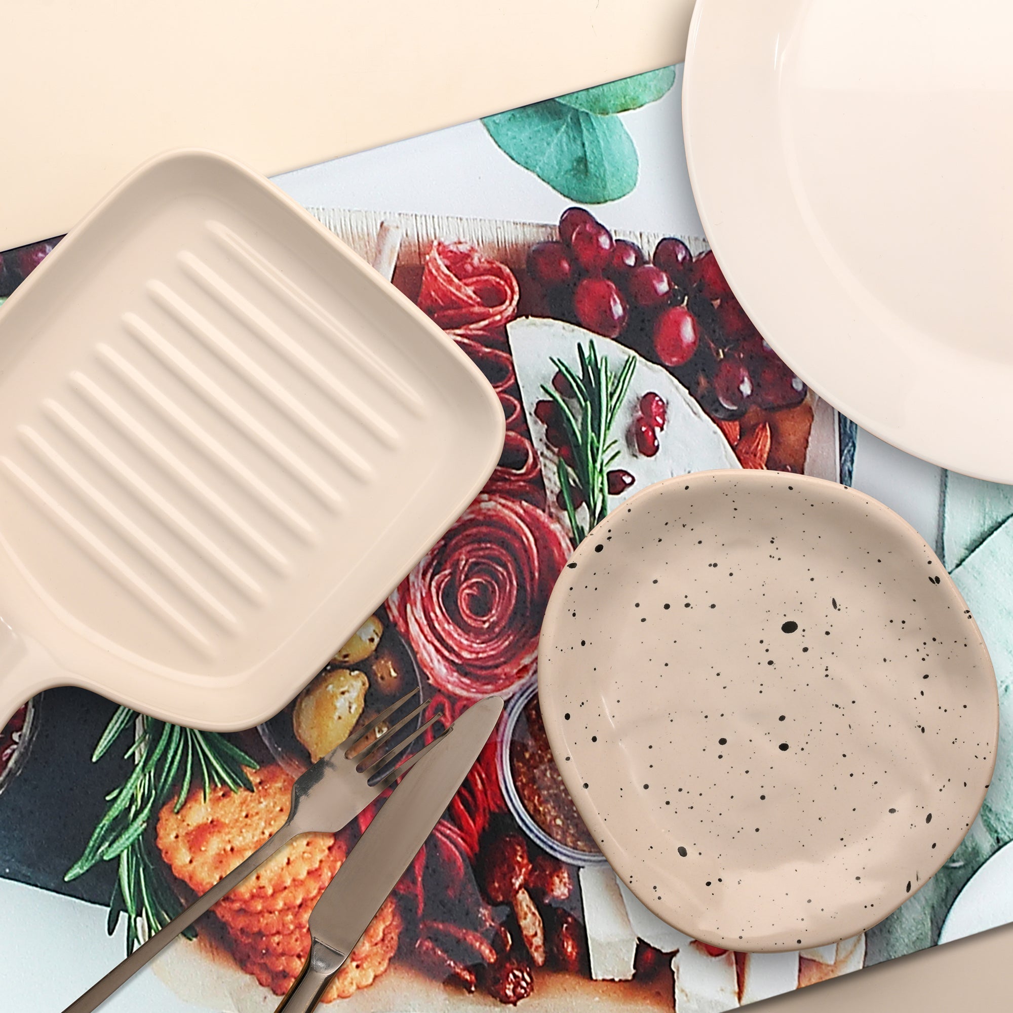 Printed Glass Cutting Board Charcuterie Board - Set of 2 Decorative Kitchen Cutting and Serving Board