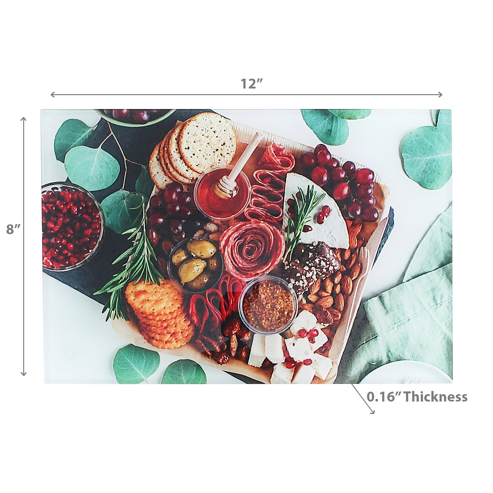 Printed Glass Cutting Board Charcuterie Board - Set of 2 Decorative Kitchen Cutting and Serving Board