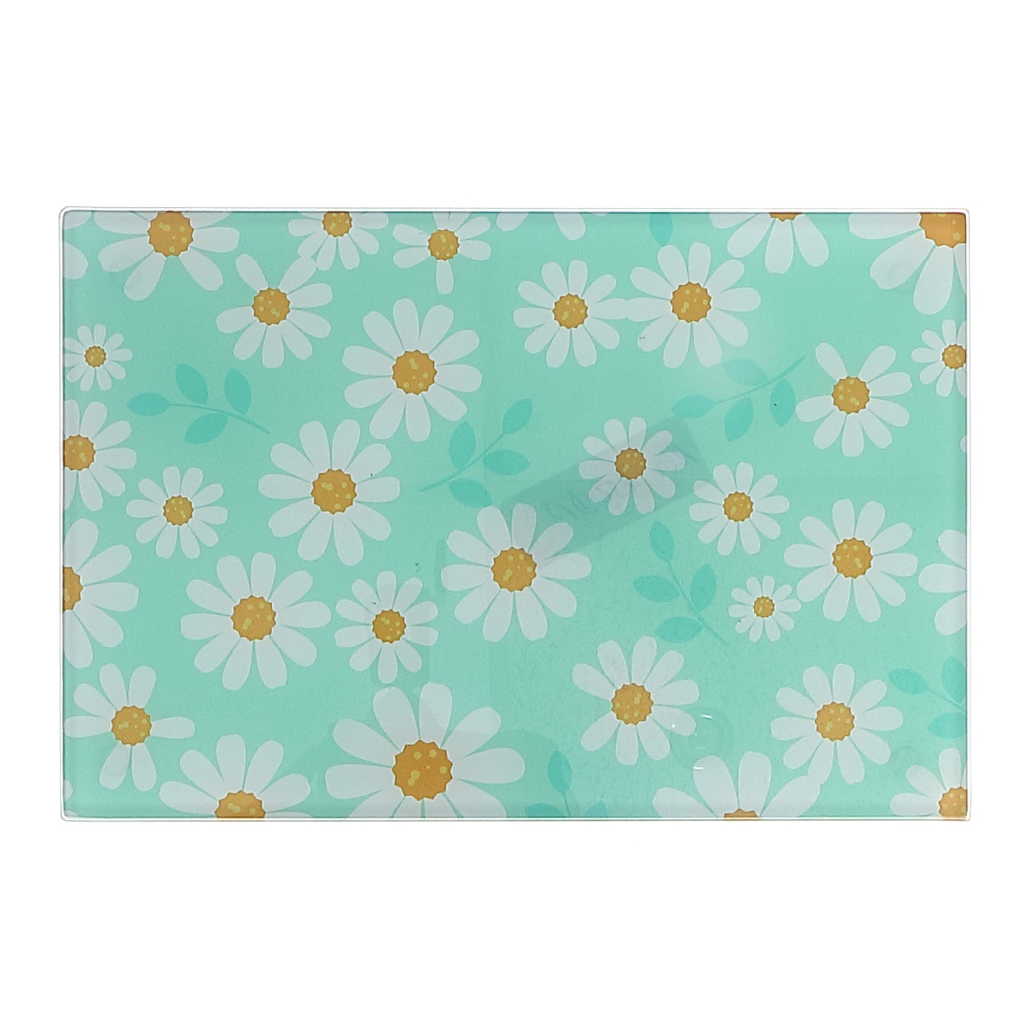 Printed Glass Cutting Board Daisy Print - Set of 2 Floral Kitchen Cutting and Serving Board