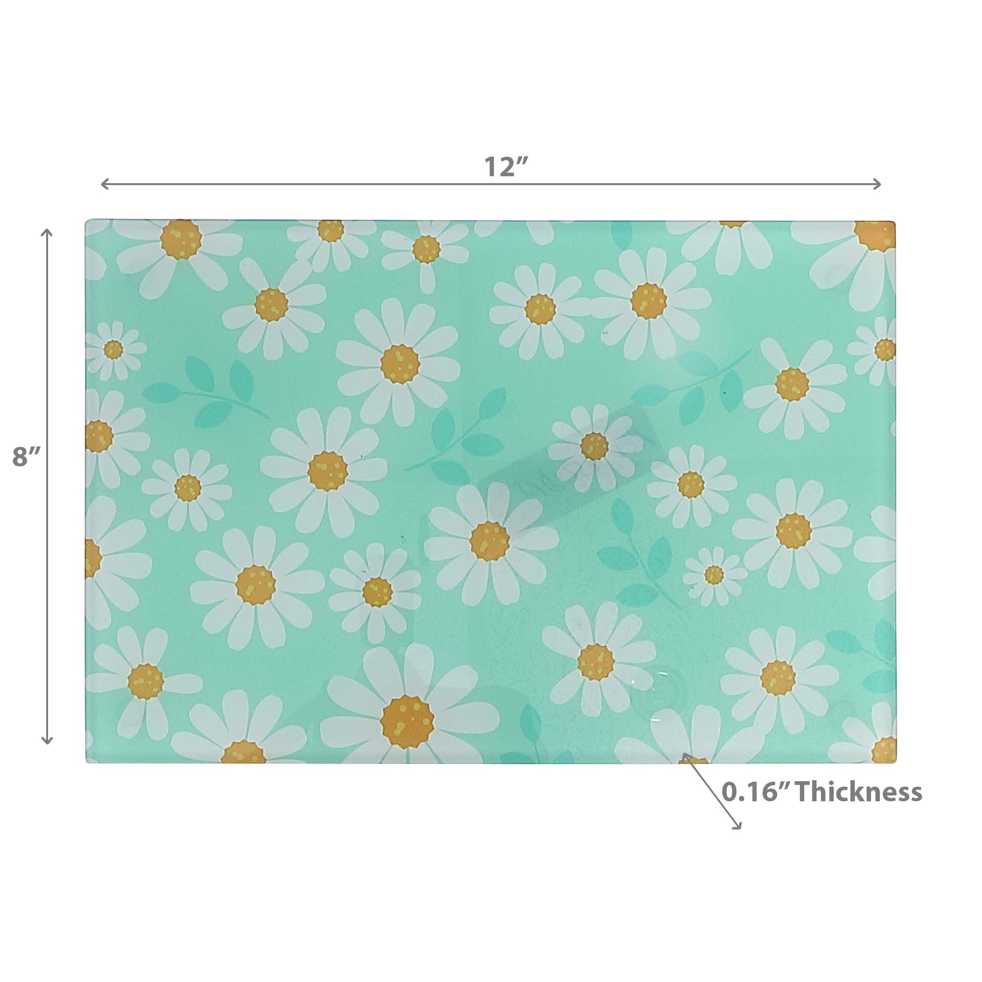 Printed Glass Cutting Board Daisy Print - Set of 2 Floral Kitchen Cutting and Serving Board