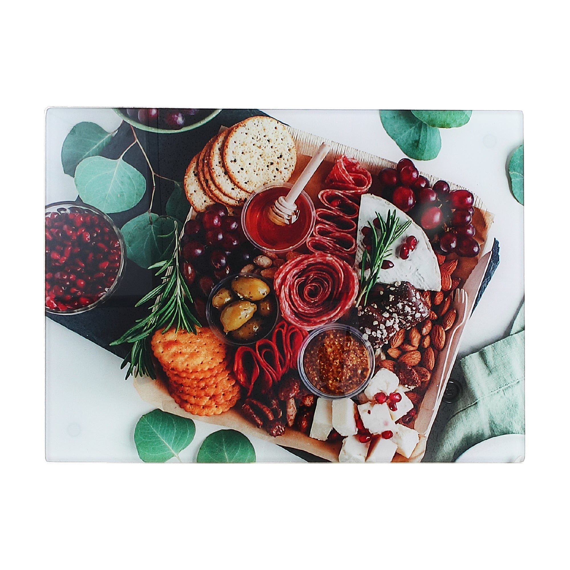 Printed Glass Cutting Board Charcuterie Board - Set of 2 Decorative Kitchen Cutting and Serving Board
