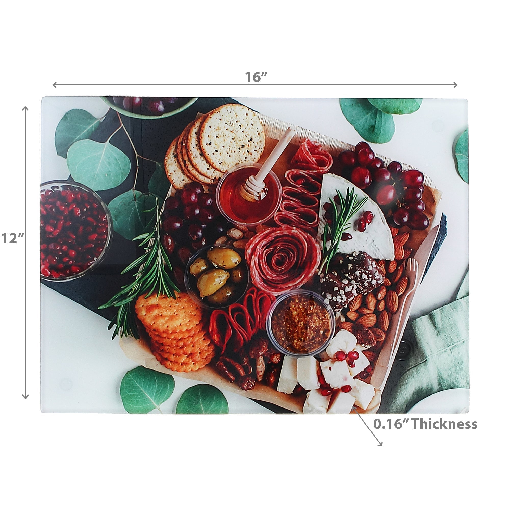 Printed Glass Cutting Board Charcuterie Board - Set of 2 Decorative Kitchen Cutting and Serving Board
