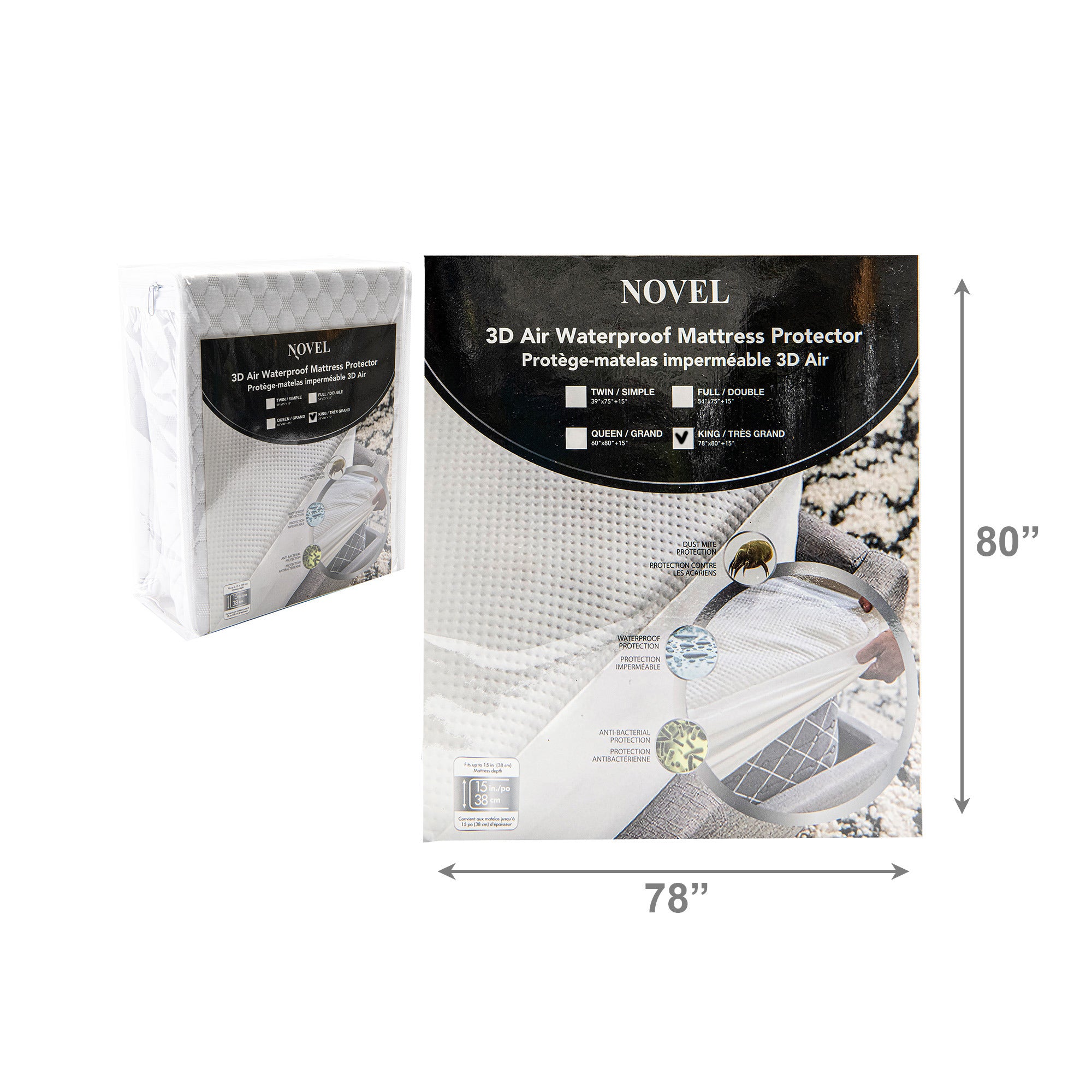 King Size 3D Air Waterproof Mattress Protector