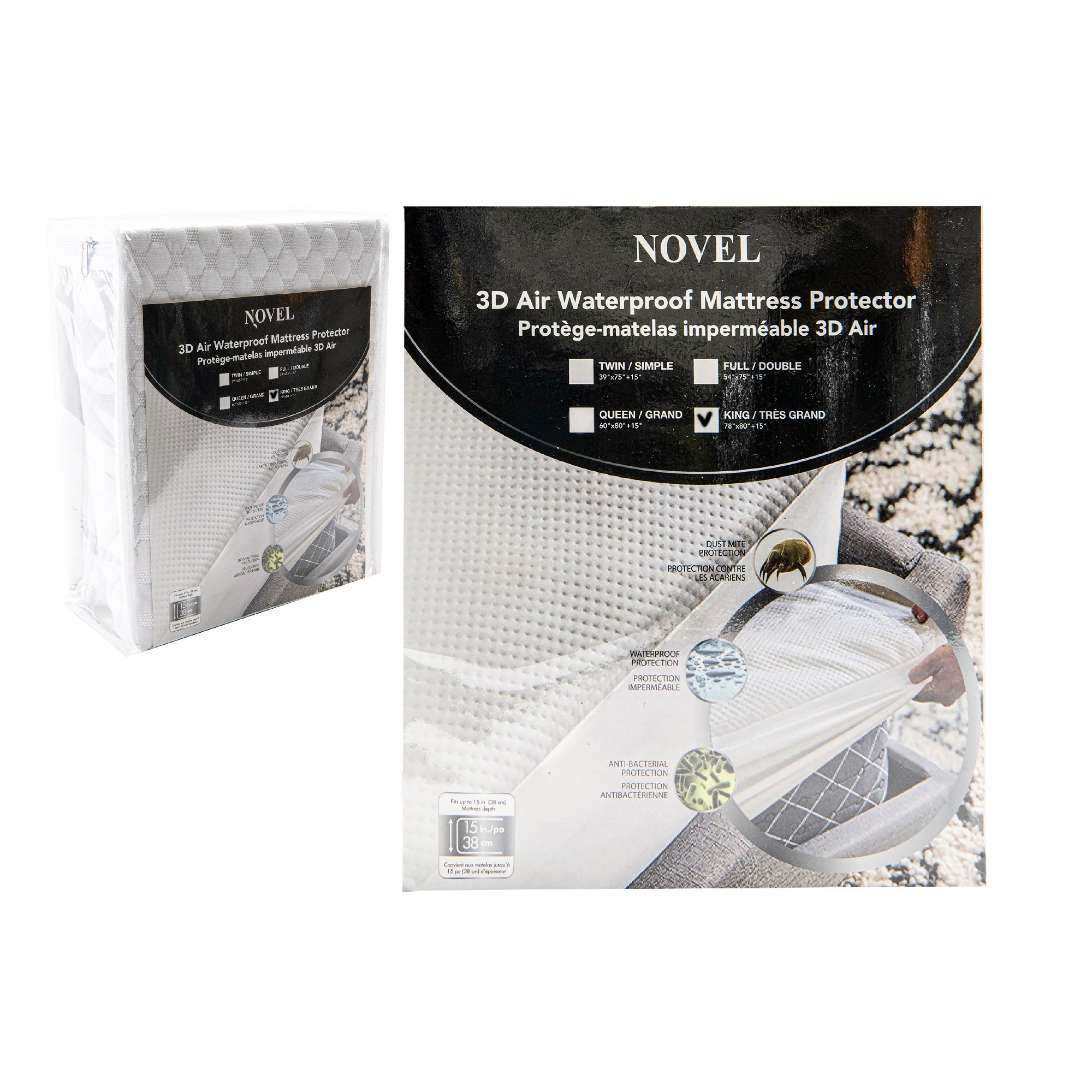 Queen Size 3D Air Waterproof Mattress Protector