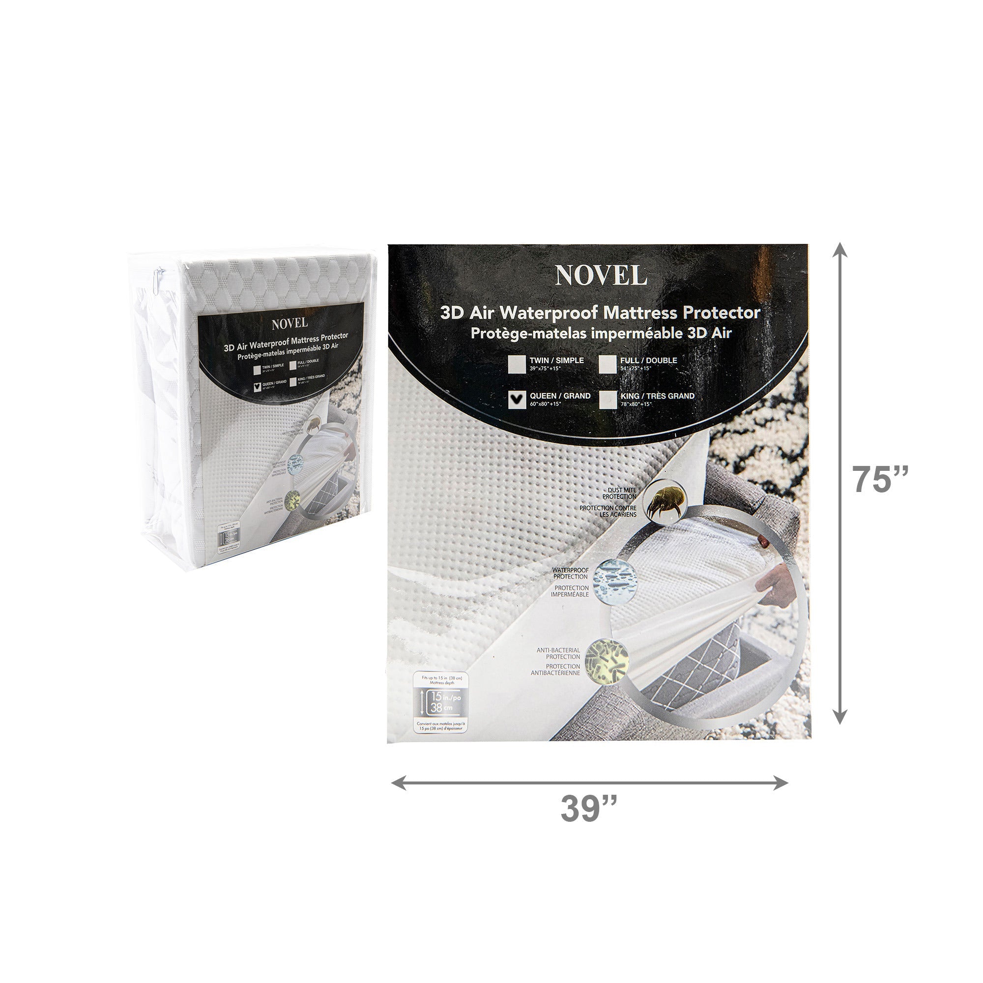 Twin Size 3D Air Waterproof Mattress Protector