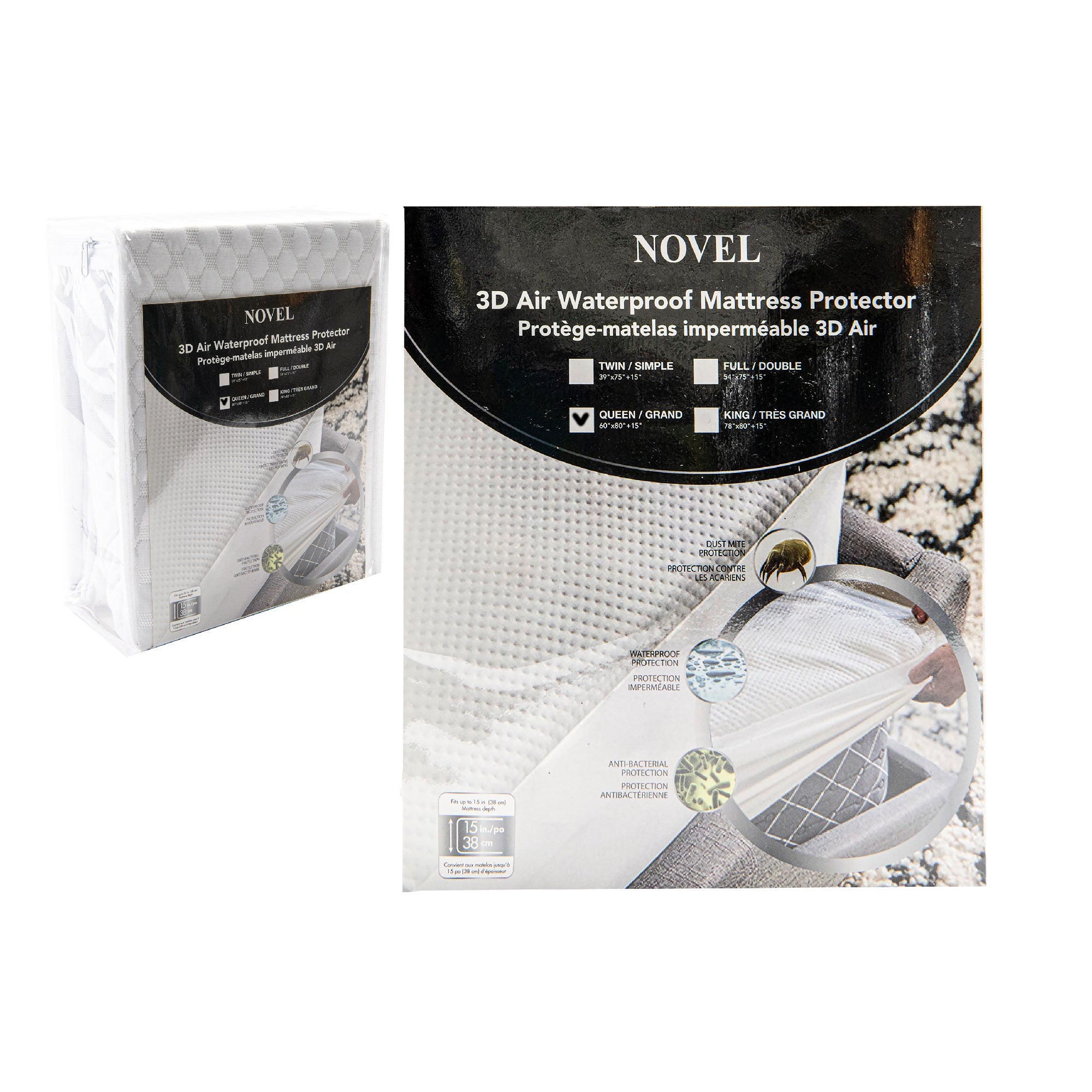 Twin Size 3D Air Waterproof Mattress Protector