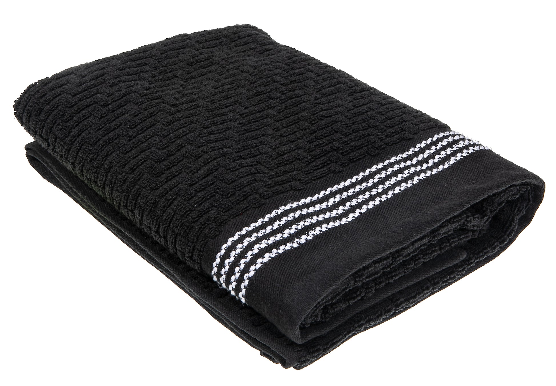 Luxury Stitch Bath Towel (30 X 60) (Black) - Set of 2