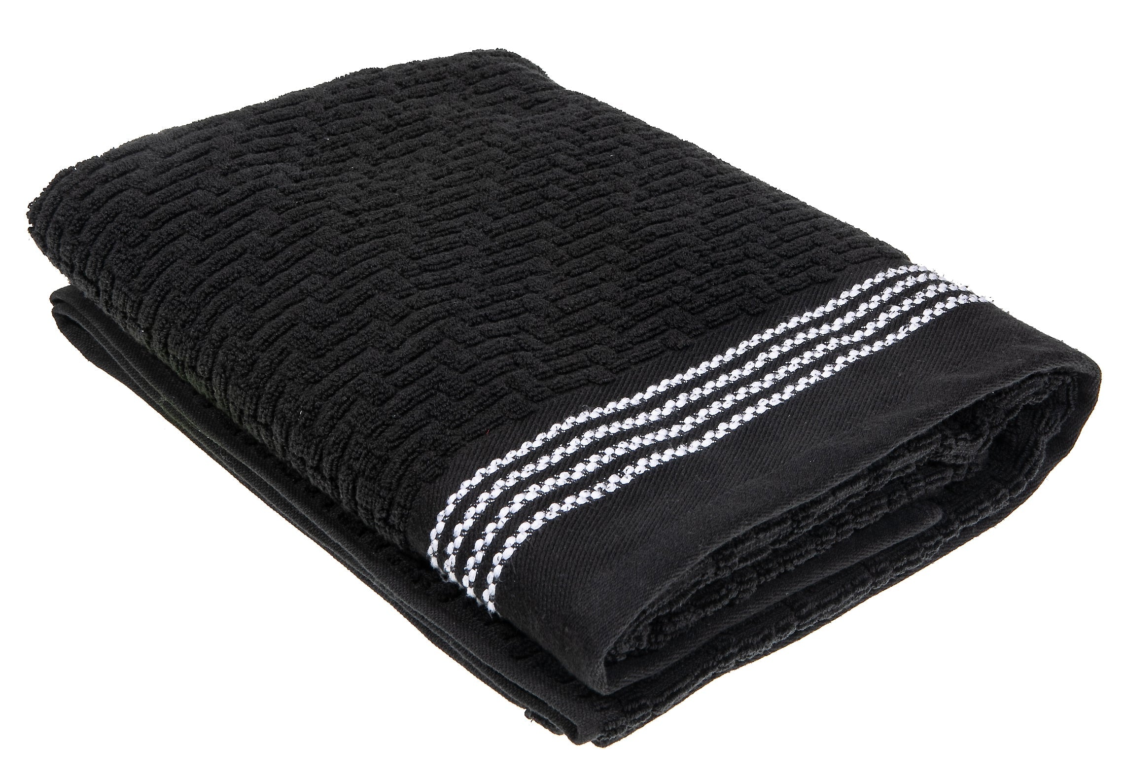 Luxury Stitch Bath Towel (27 X 50) (Black) - Set of 2