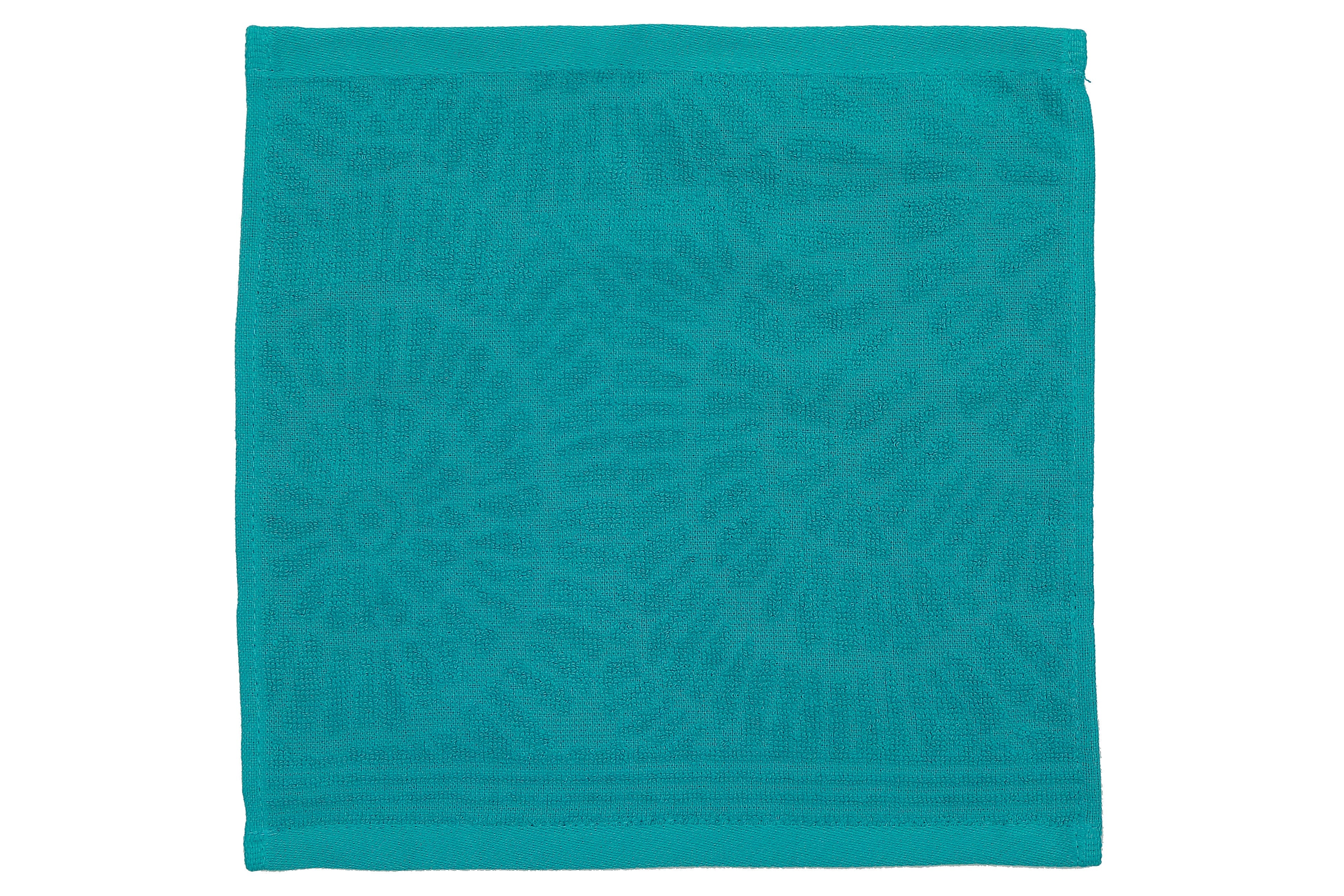 Charleston Wash Cloth 12" X 12" Teal - Set Of 6, Teal Cotton Wash Cloth, Absorbent And Soft, Bathroom Towel