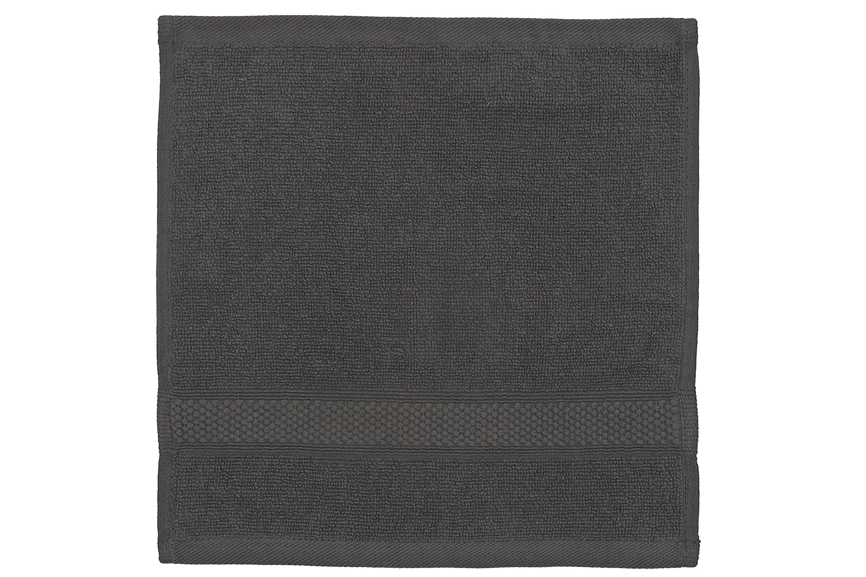 Nova Wash Cloth 12" X 12" Dark Grey Set Of 6, Dark Grey Cotton Wash Cloth Set Of 6, Bathroom Or Kitchen Use