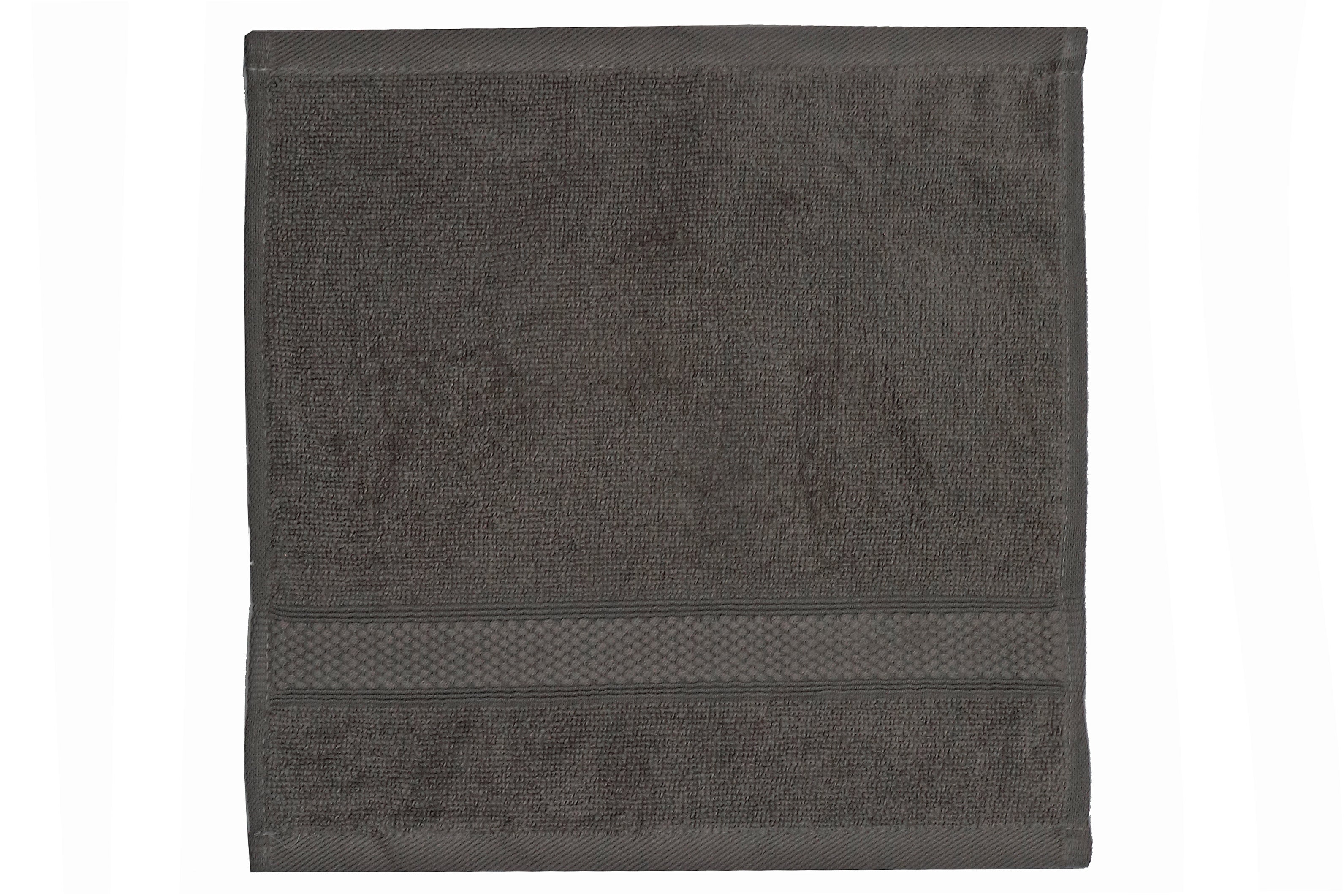 Nova Wash Cloth 12" X 12" Light Grey Set Of 6, Light Grey Cotton Wash Cloth Set Of 6, Soft Absorbent Towel