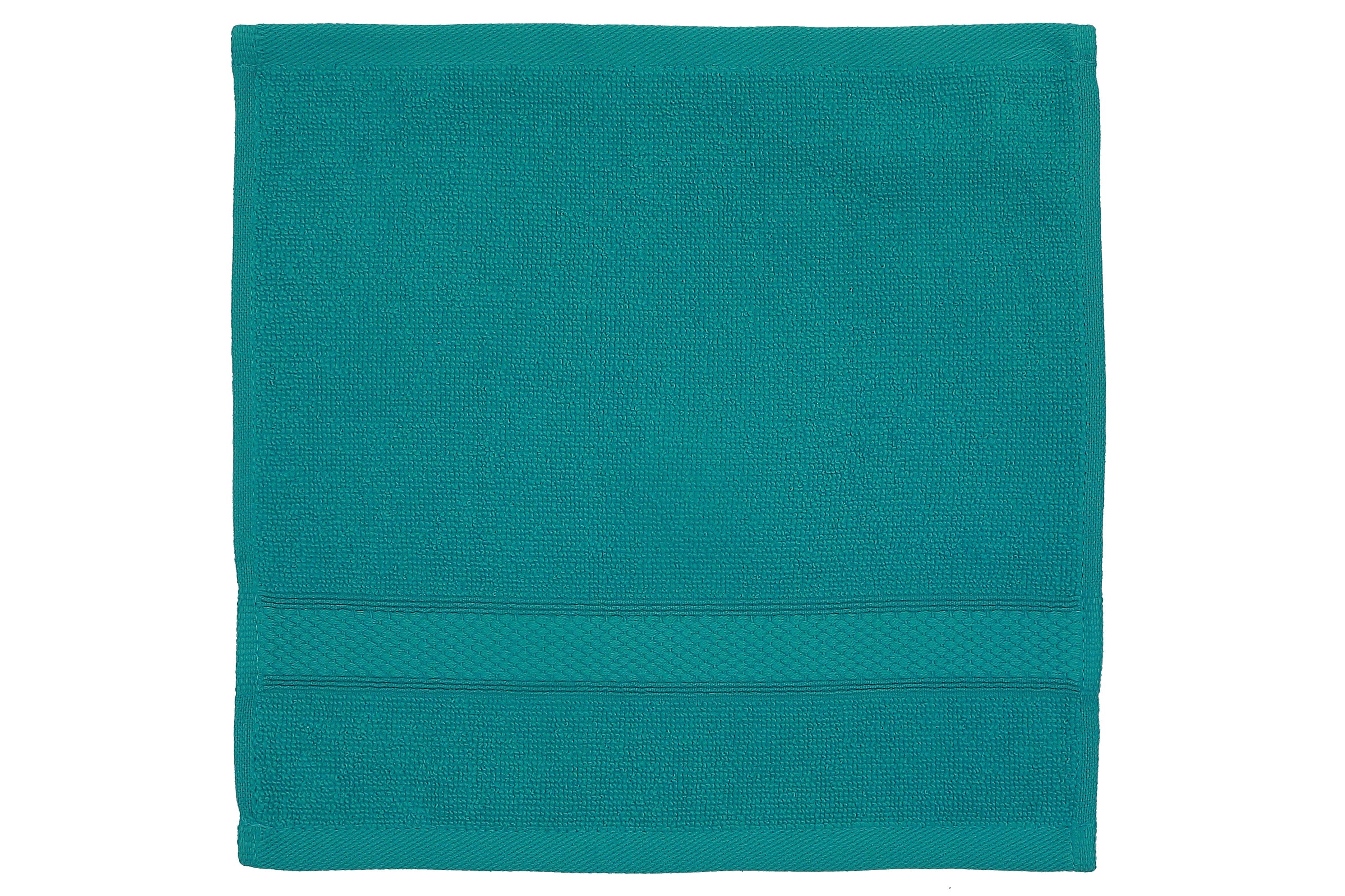 Nova Wash Cloth 12" X 12" Teal Set Of 6, Teal Cotton Wash Cloth Set Of 6, Soft Absorbent Bathroom Towel