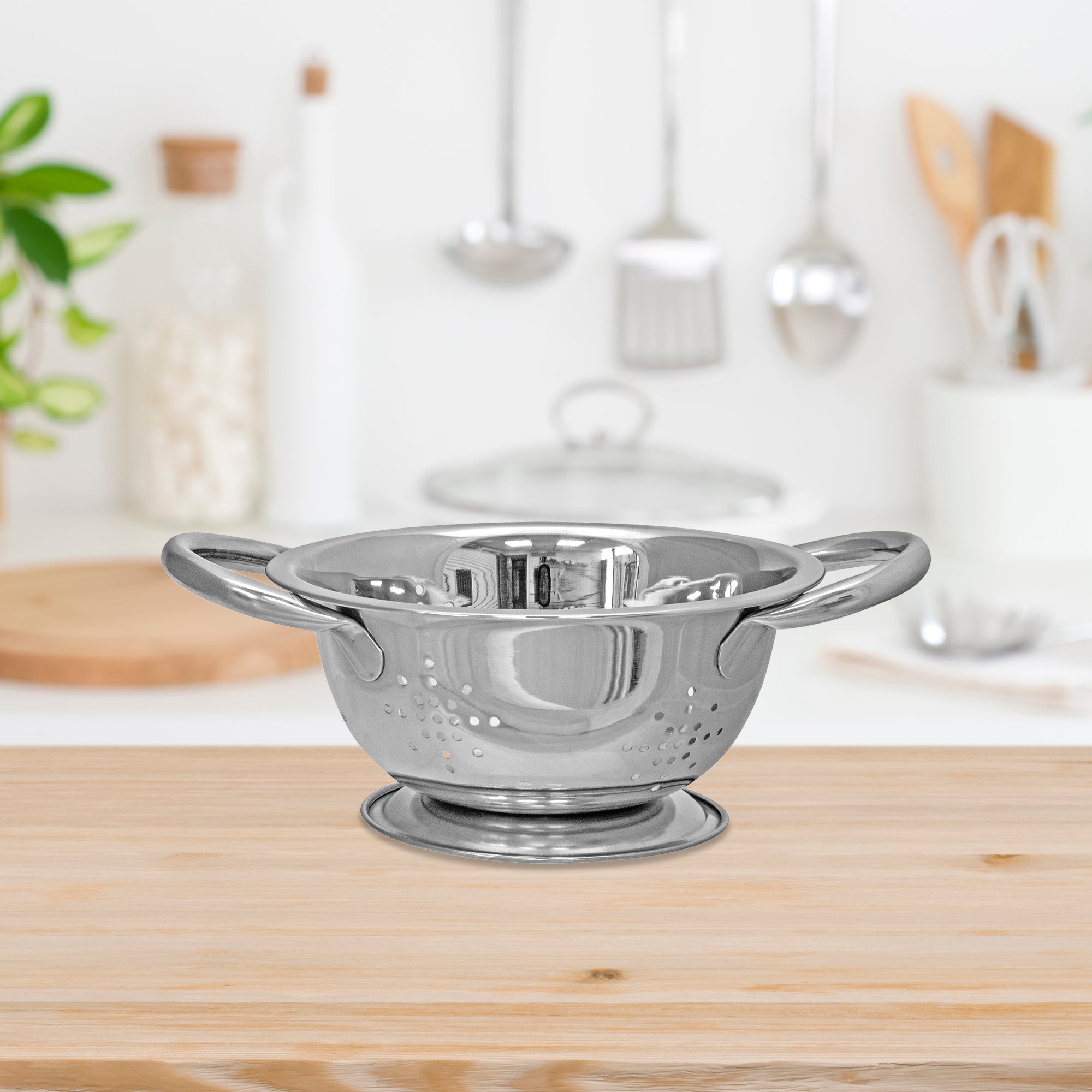 Stainless Steel Colander With Handles 6.25" - Set of 2 Small Kitchen Strainers for Fruits and Vegetables
