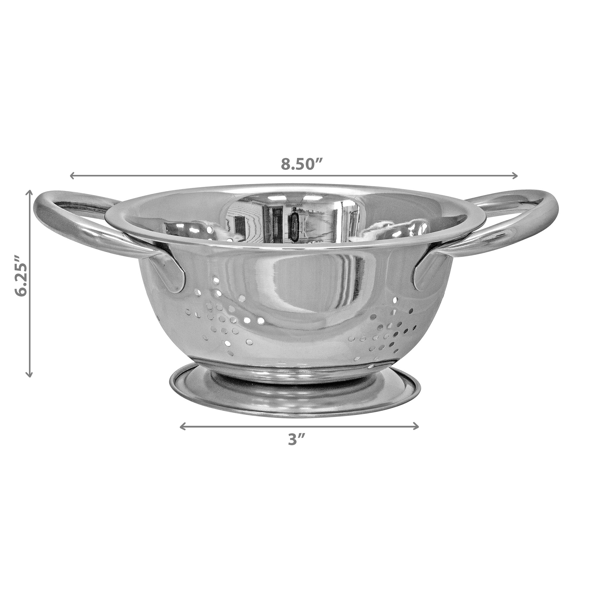 Stainless Steel Colander With Handles 6.25" - Set of 2 Small Kitchen Strainers for Fruits and Vegetables