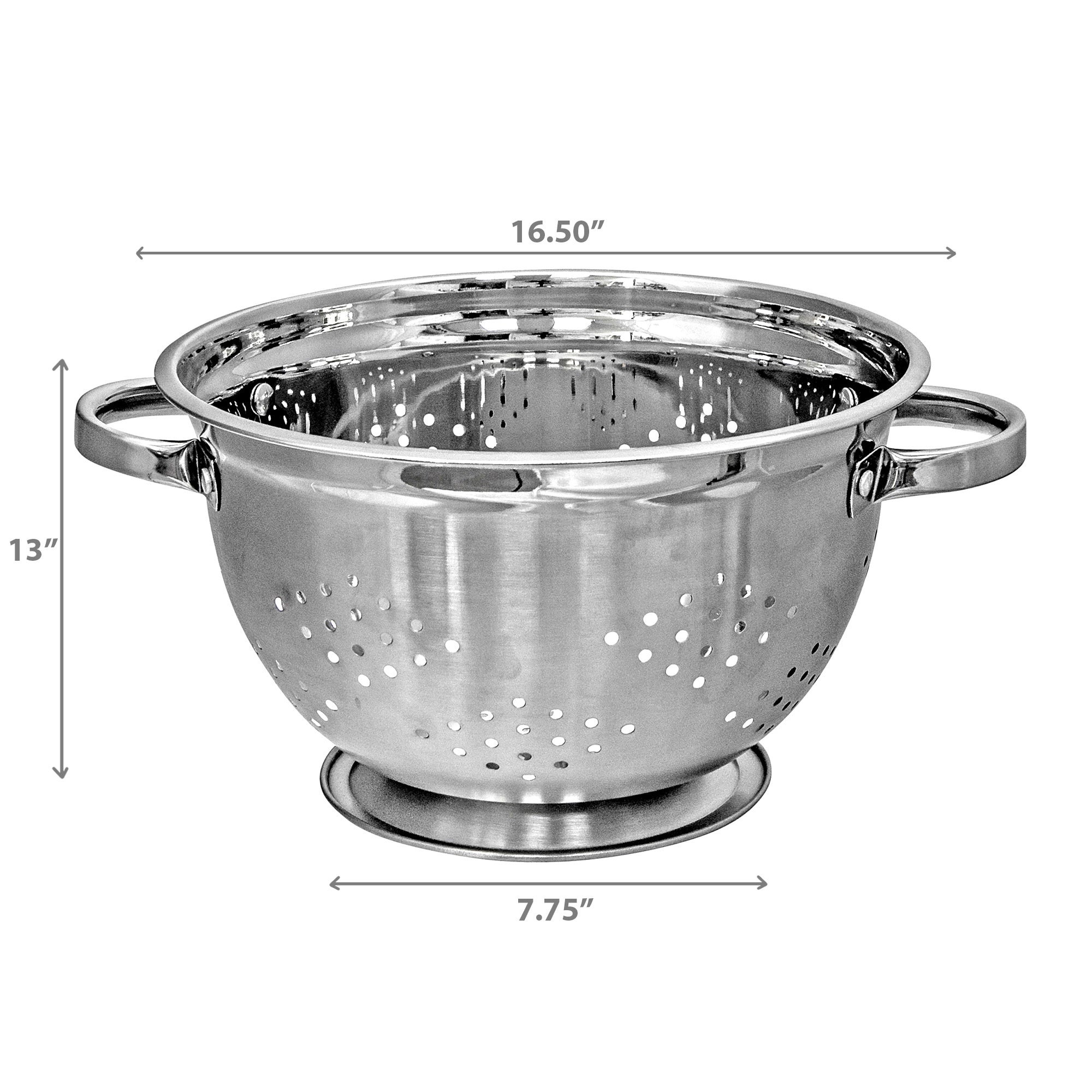 Stainless Steel Deep Colander With Handles 13" Large Kitchen Strainer for Pasta Vegetables and Fruits