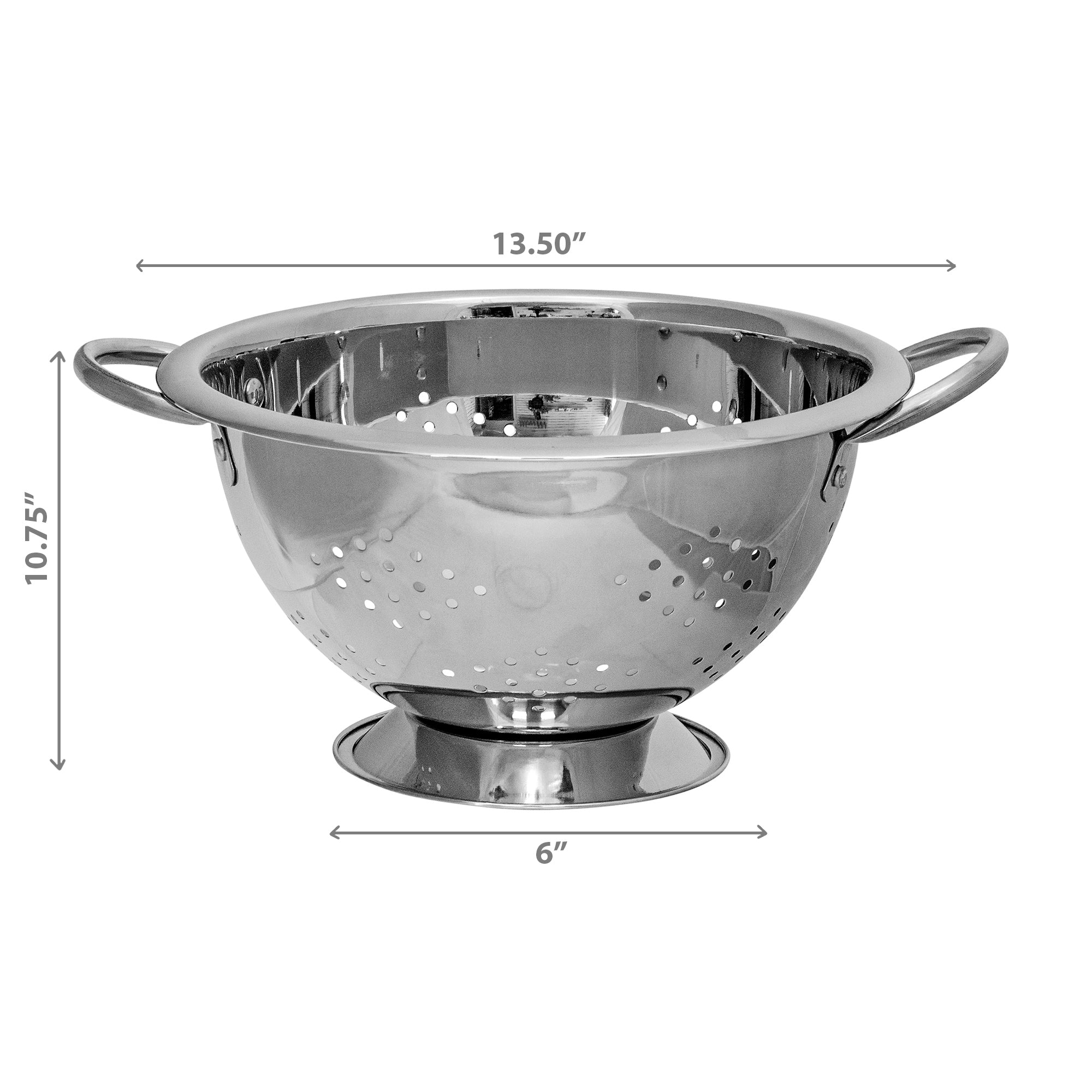 Stainless Steel Deep Colander With Handles 10.75" Kitchen Strainer for Pasta Vegetables and Food Draining