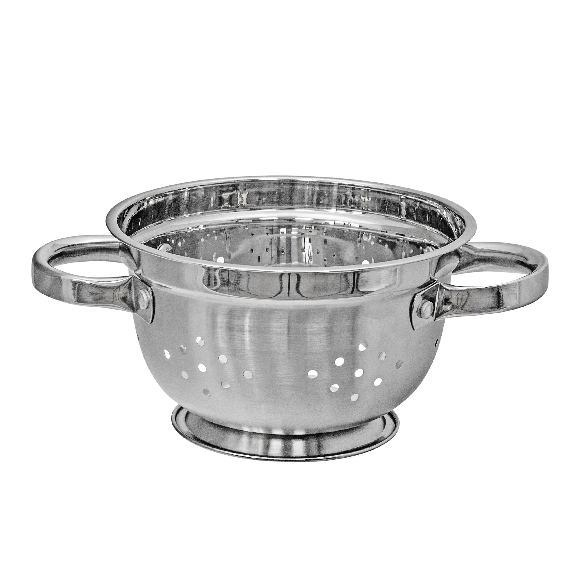 Stainless Steel Deep Colander With Handles 9.5" Durable Kitchen Strainer for Washing Vegetables Pasta and Fruits