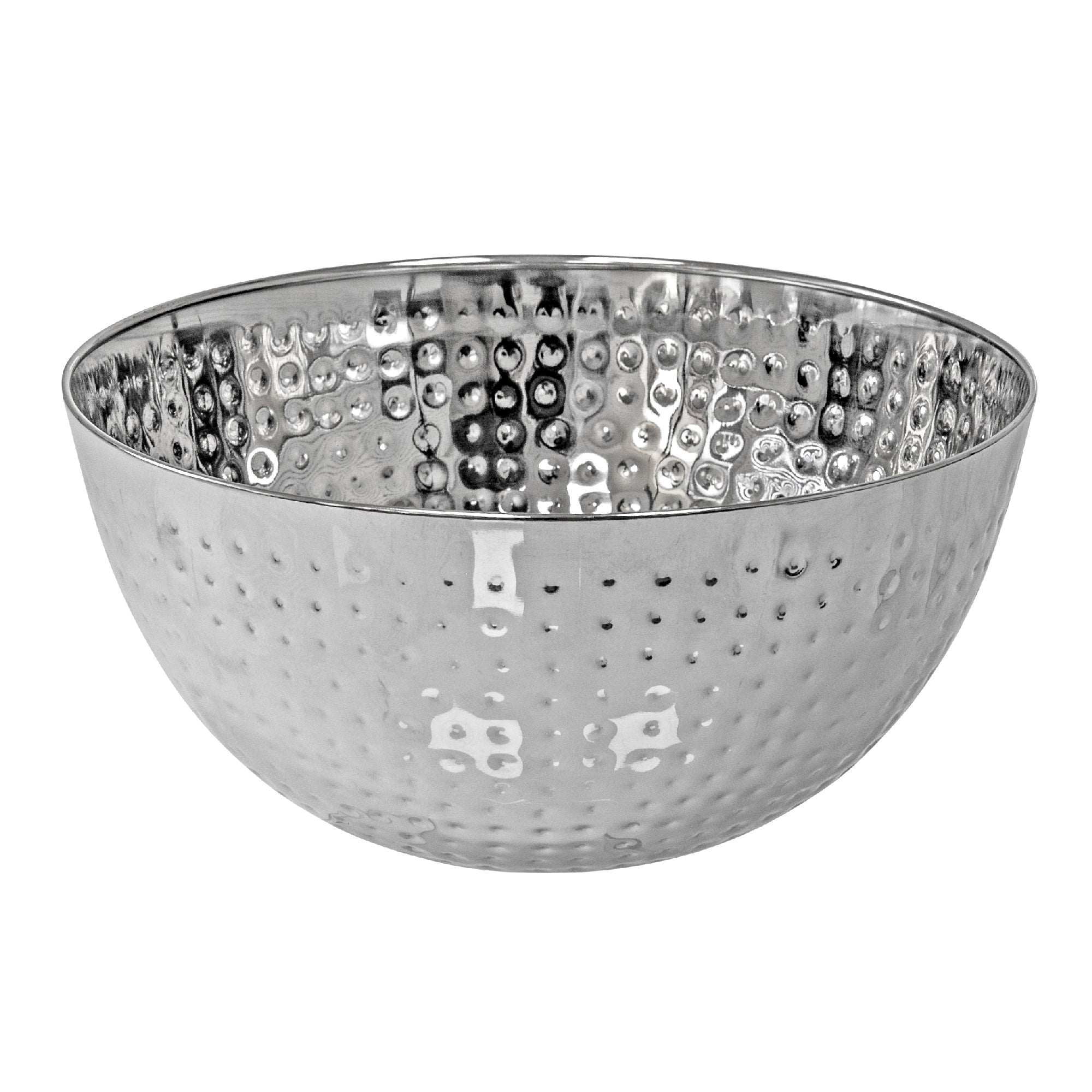 Stainless Steel Hammered Salad Bowl 9.50" - Set of 2 Decorative Kitchen Serving Bowls