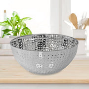 Stainless Steel Hammered Salad Bowl 9.50" - Set of 2 Decorative Kitchen Serving Bowls