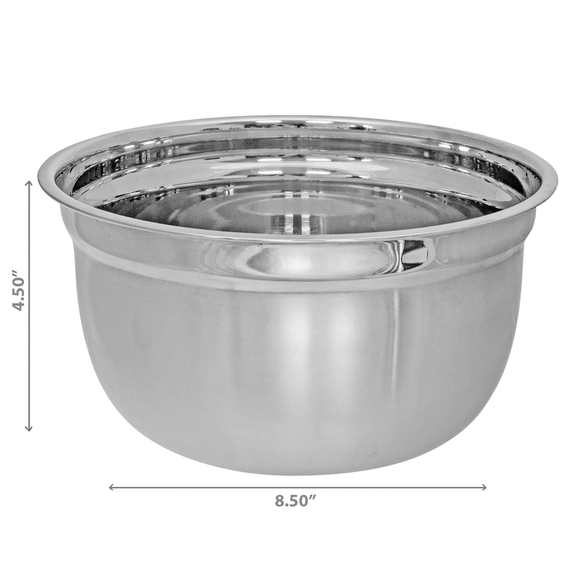 Stainless Steel German Mixing Bowl 8.50" - Set of 2 Kitchen Mixing Bowls for Baking Cooking and Food Prep