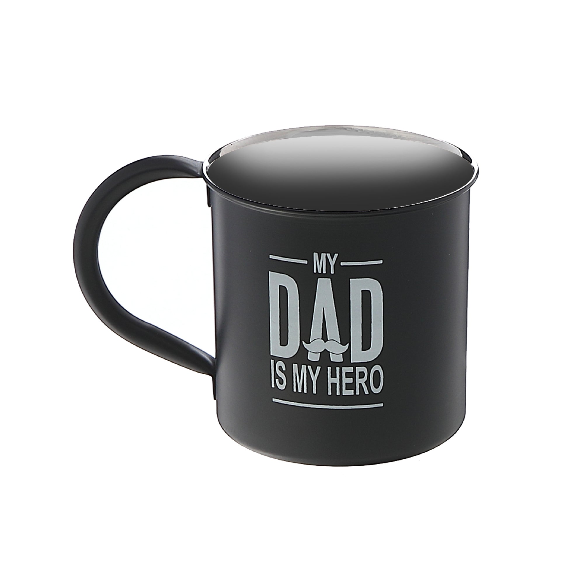 Stainless Steel Coffee Mug With Printing My Dad Is My Hero - Set of 2 Gift Mug for Father