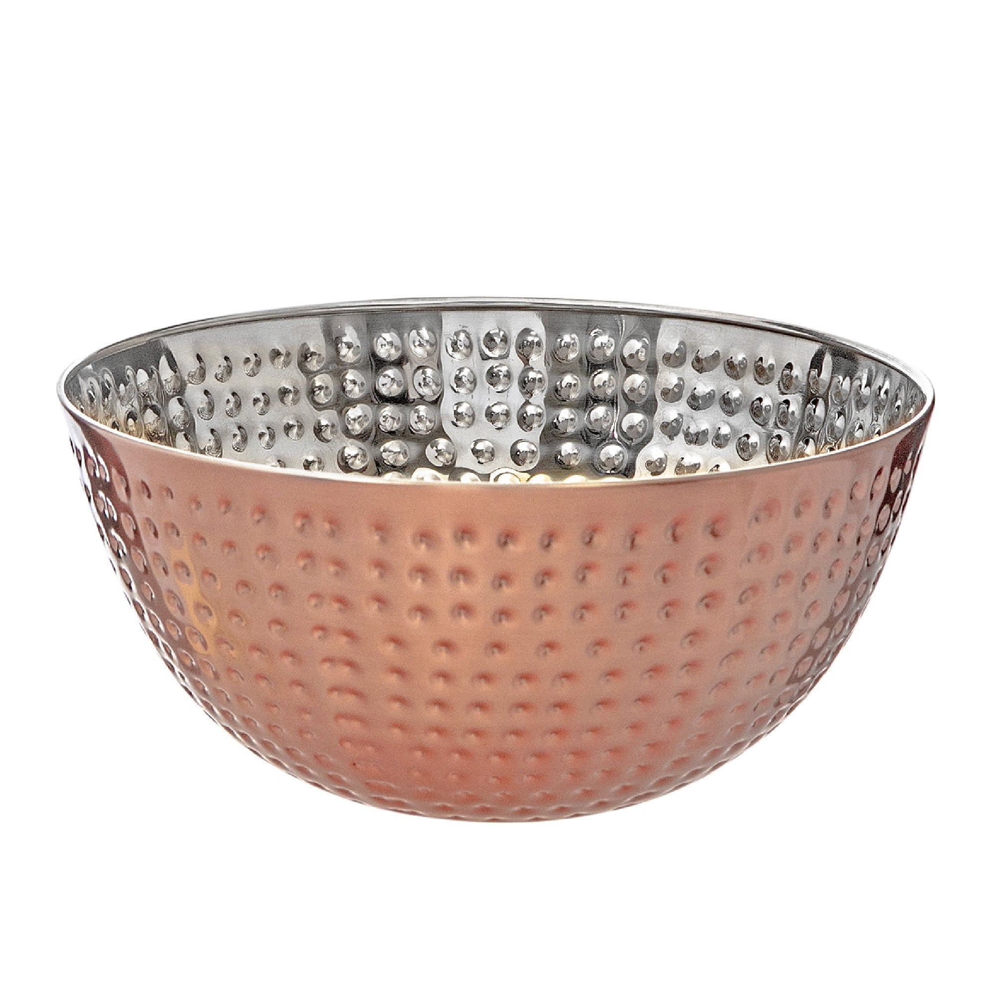 Metallic Rose Hammered Salad Bowl 11.41 Inch, Serving Bowl, Decorative Kitchenware