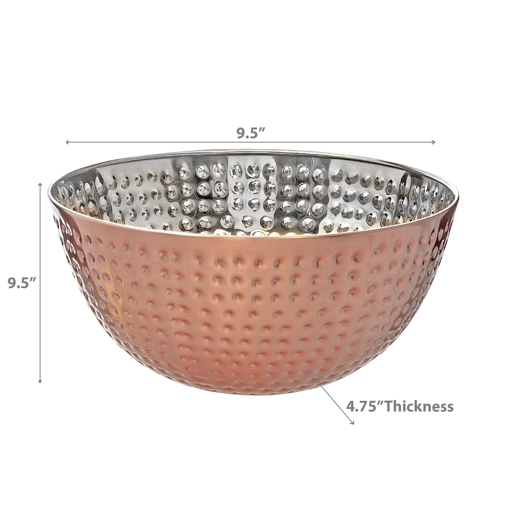Metallic Rose Hammered Salad Bowl 9.50"