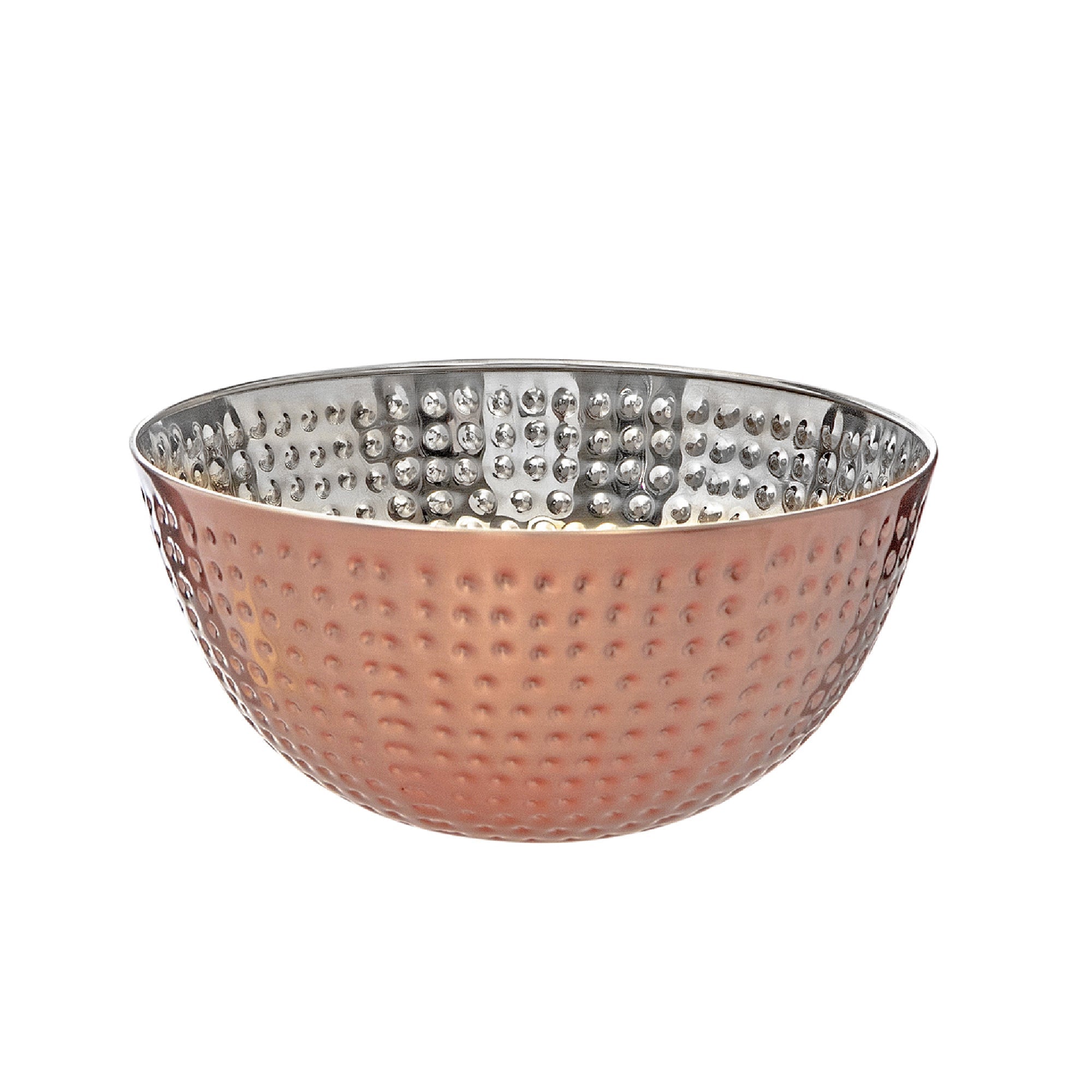 Metallic Rose Hammered Salad Bowl 9.5 Inch, Serving Bowl, Decorative Kitchenware
