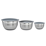 German Bowl With Grey Lids And Anti Skid Base, Kitchen Storage, Durable Prep Bowl