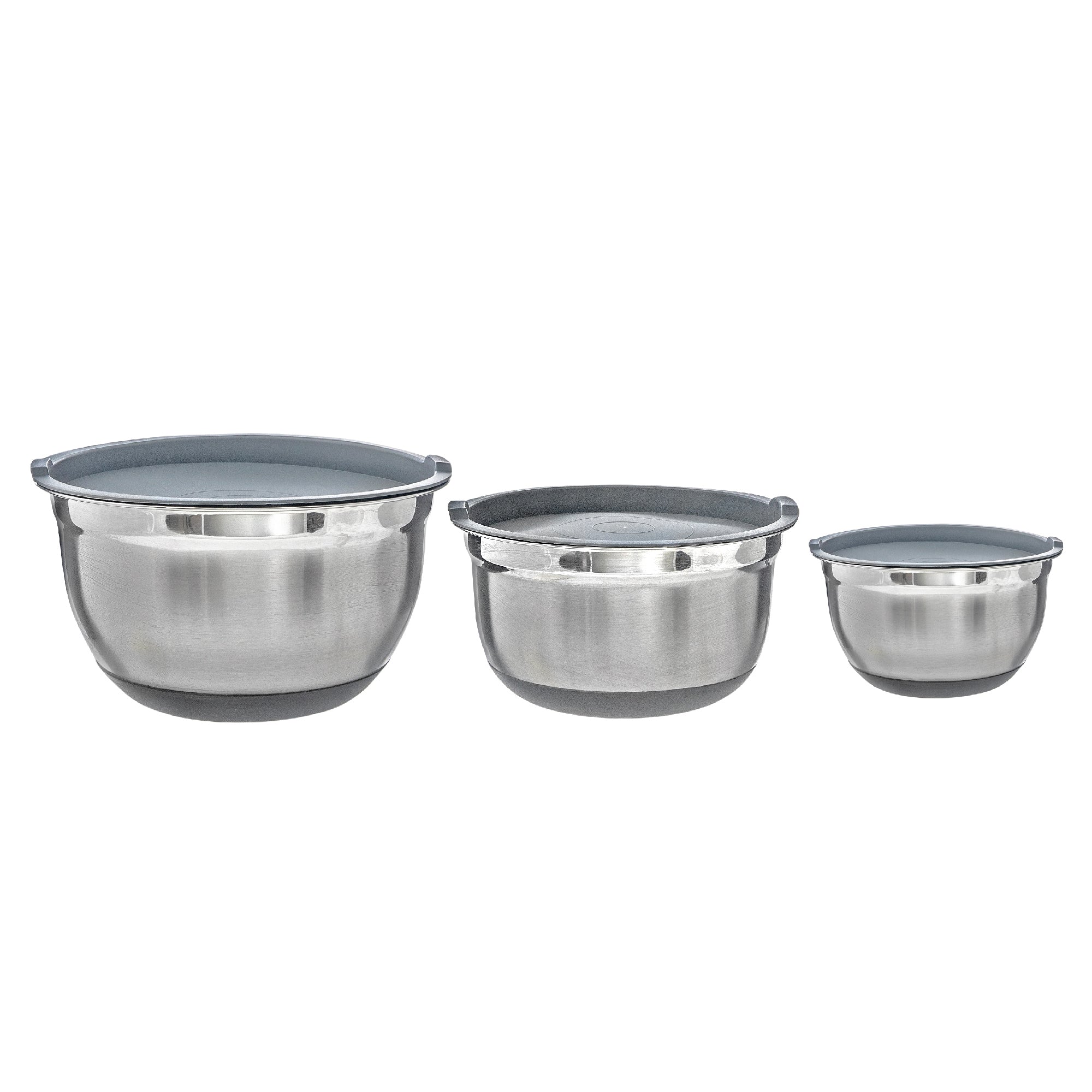German Bowl With Grey Lids And Anti Skid Base, Kitchen Storage, Durable Prep Bowl