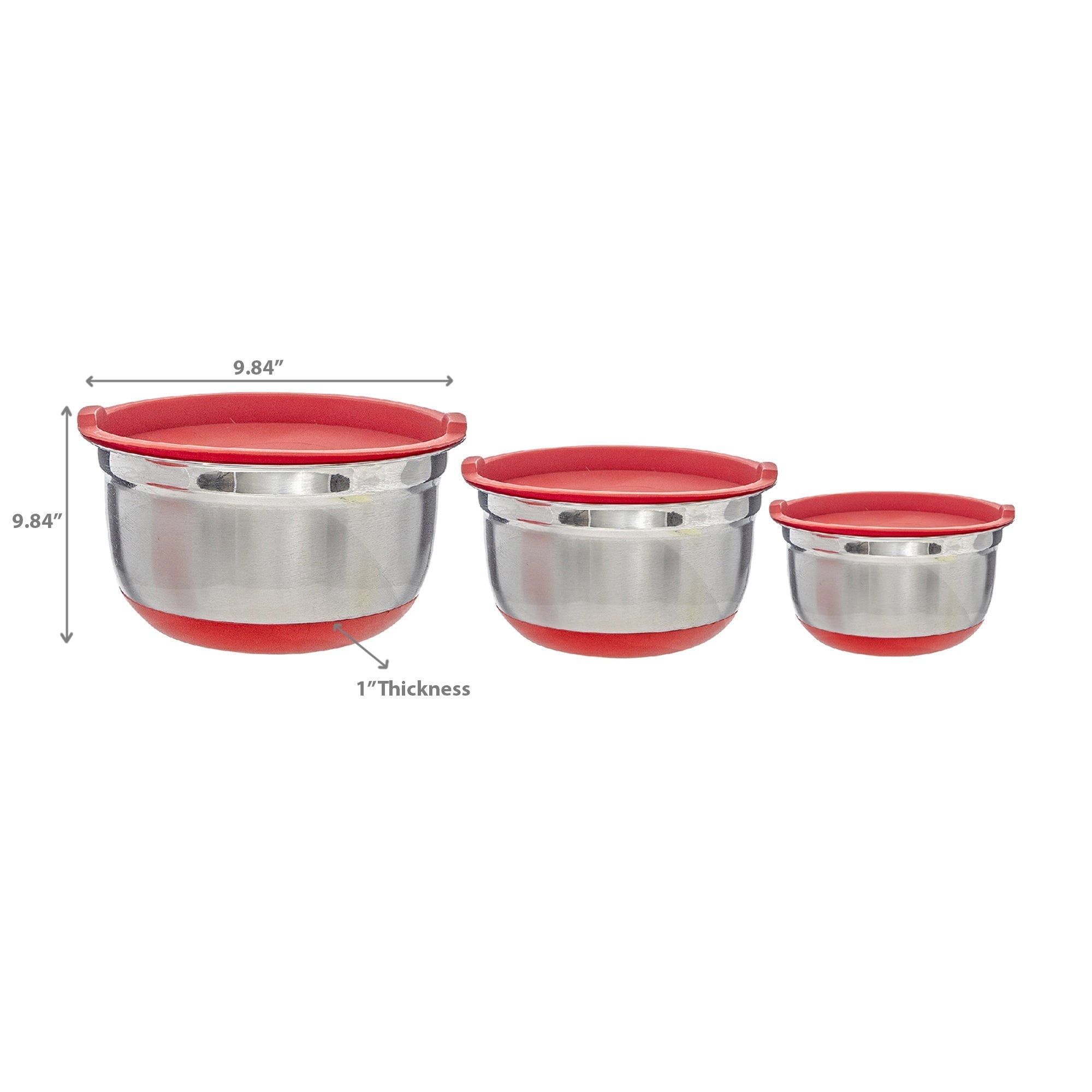 German Bowl With Red Lids And Anti Skid Base