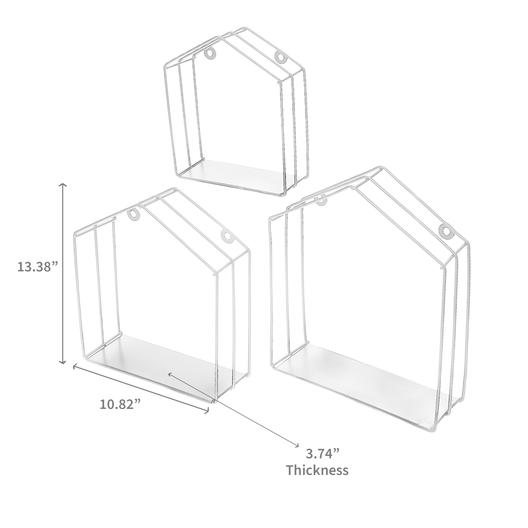 Metal House Shape Floating Shelves Wall Decor White, White Metal House Shape Floating Shelves, Modern Wall Storage