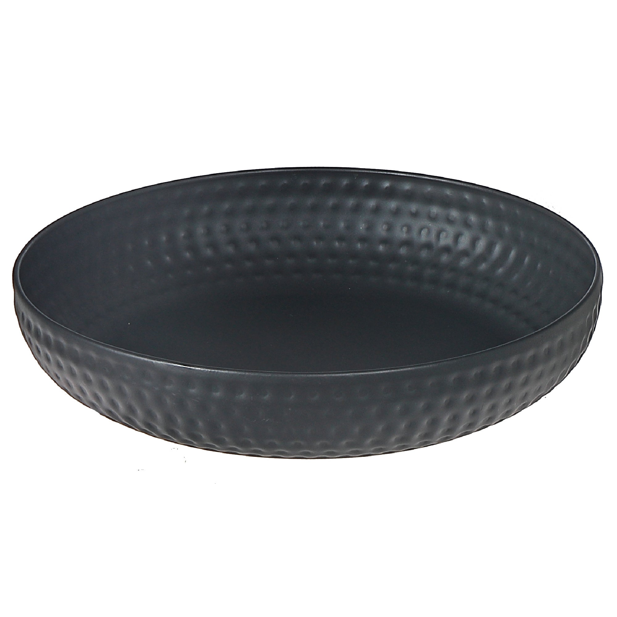 Blue Hammered Metal Belly Bowl – Decorative Serving Dish, Centerpiece Bowl