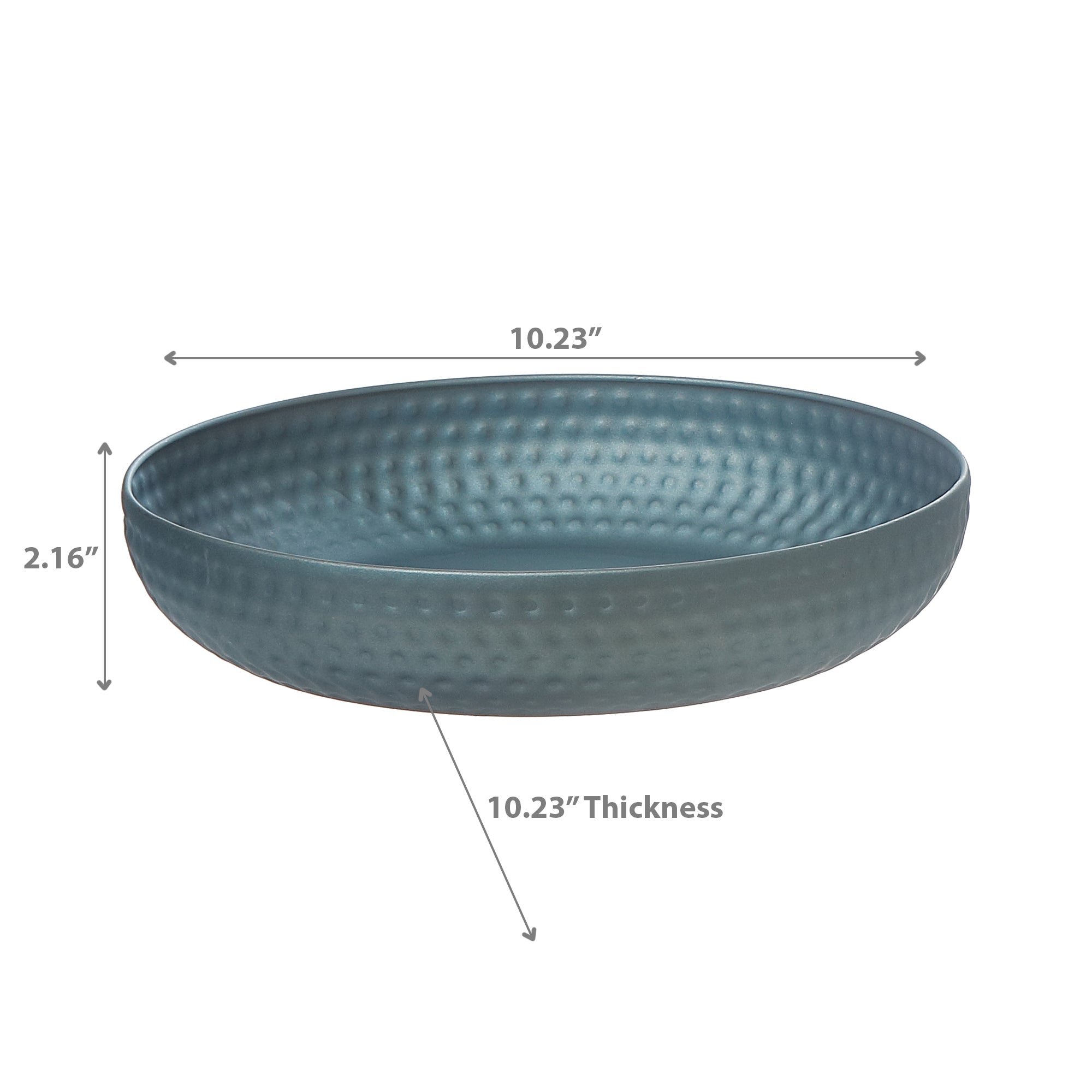 Blue Hammered Metal Belly Bowl – Decorative Serving Dish, Centerpiece Bowl