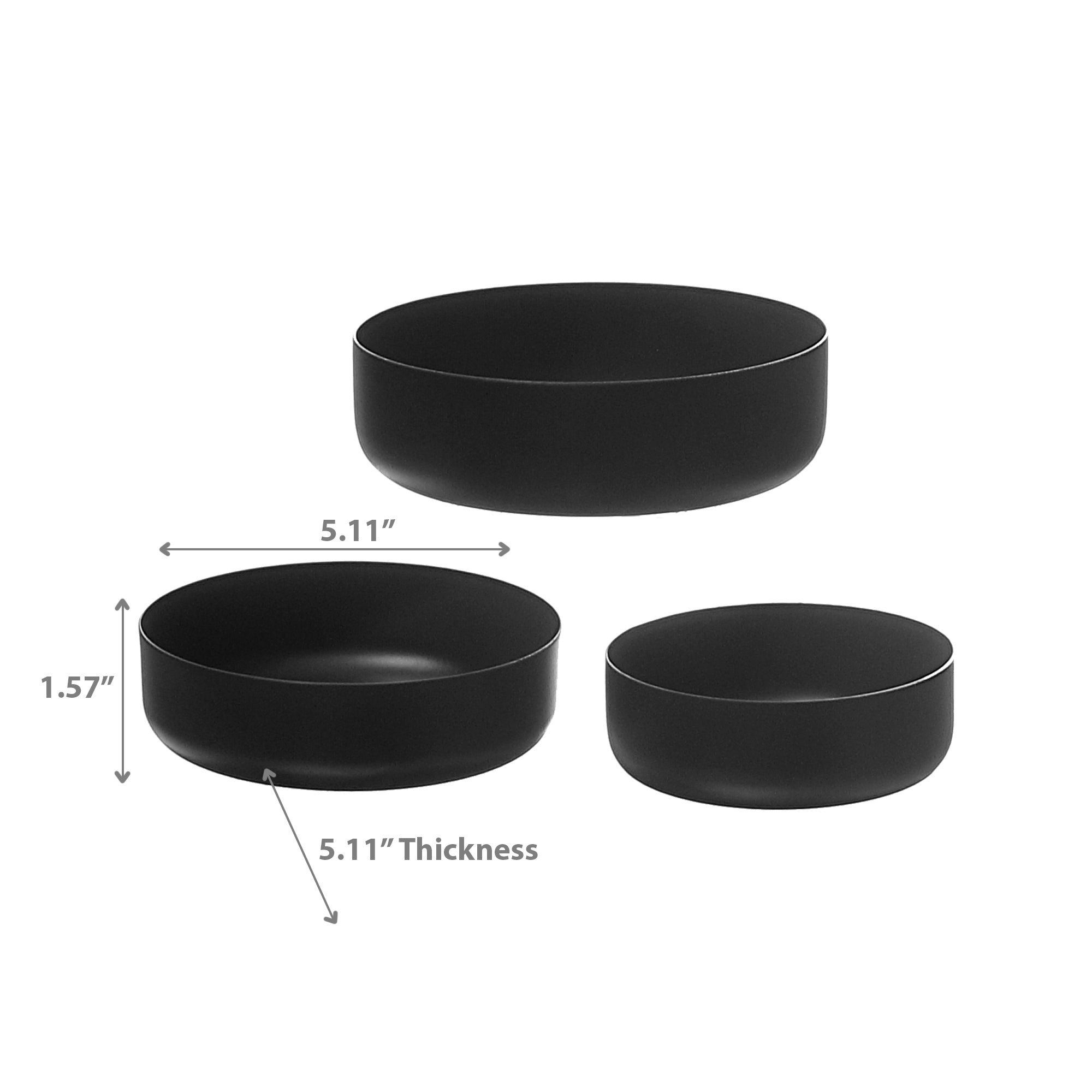 Set of 3 Black Metal Tapas Bowls – Appetizer Serving Dish, Kitchen Tableware