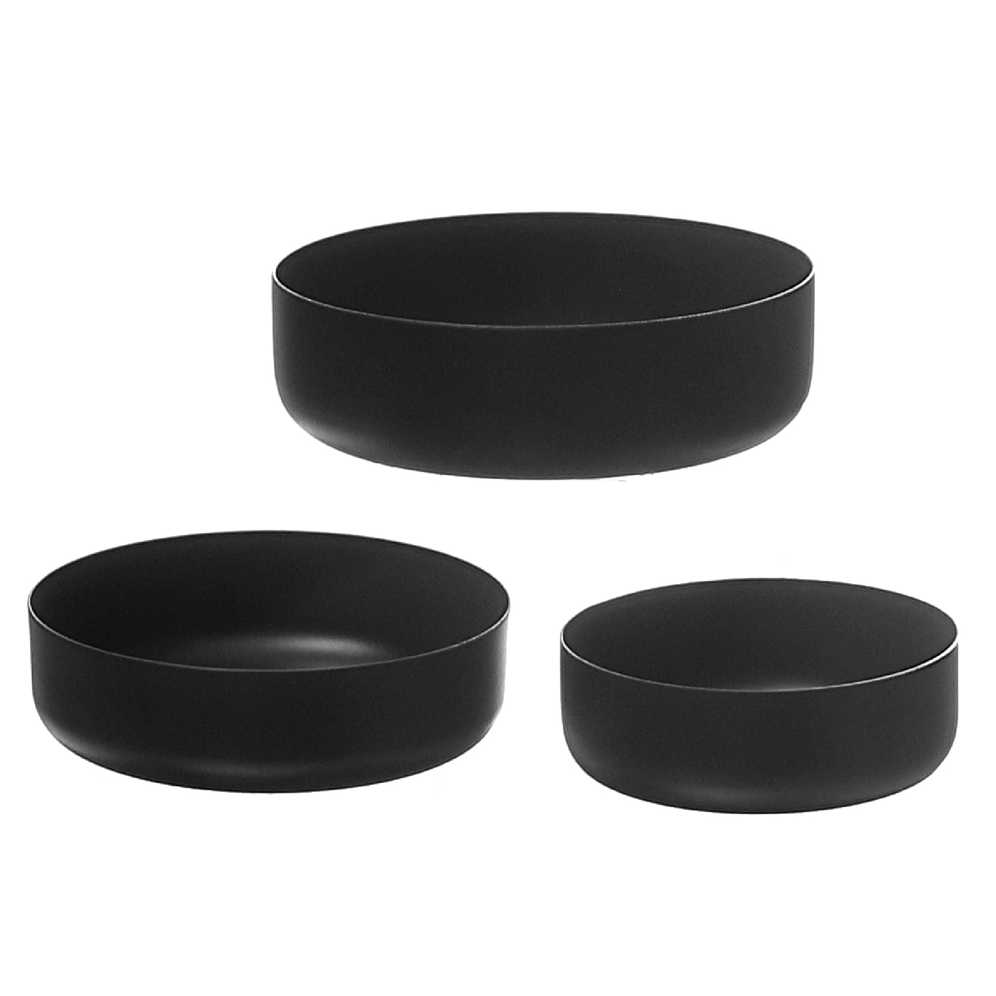 Set of 3 Black Metal Tapas Bowls – Appetizer Serving Dish, Kitchen Tableware