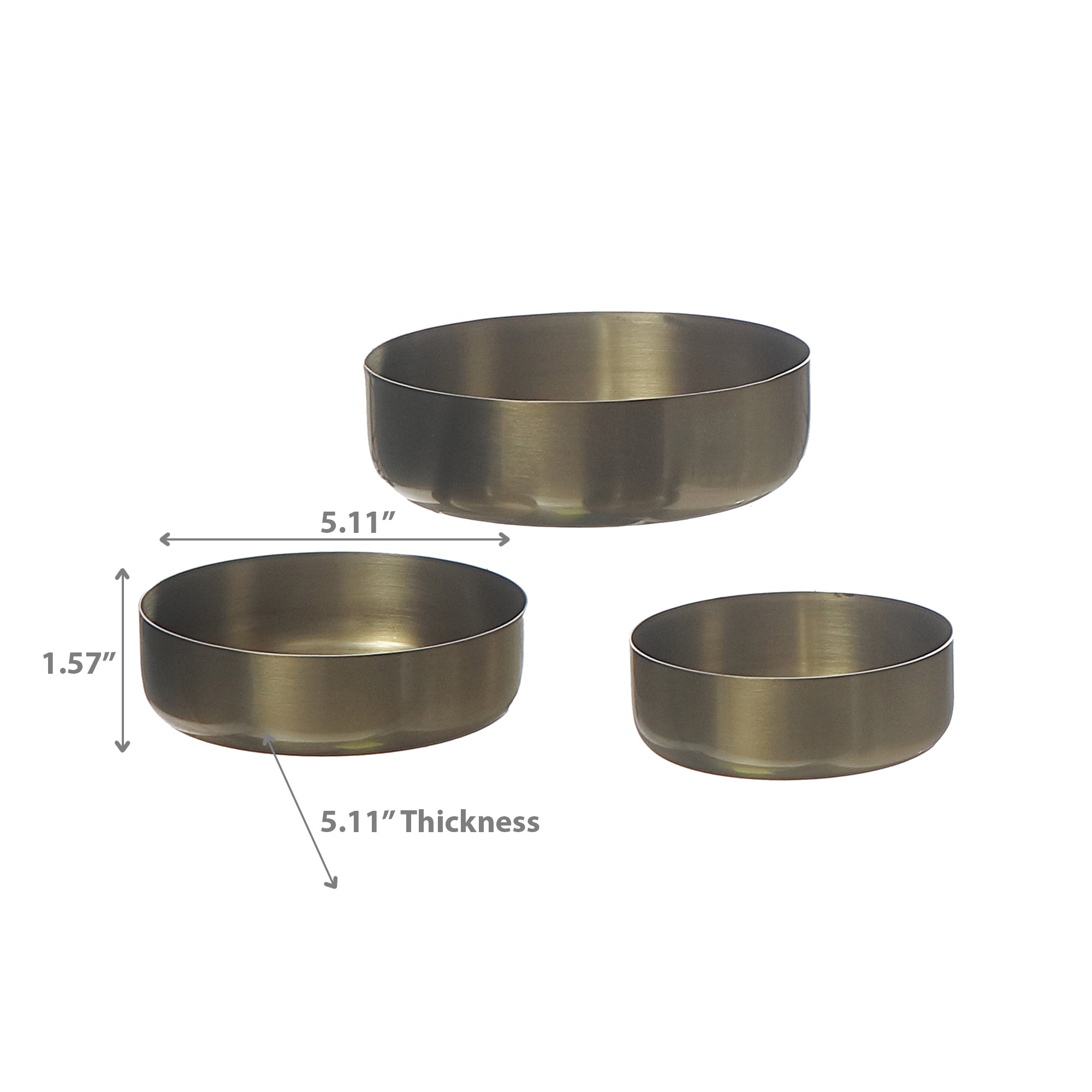 Set of 3 Gold Metal Tapas Bowls – Appetizer Serving Dish, Kitchen Tableware