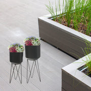 Set Of 2 Planters With Tripod Stand Black, Indoor Plant Decor