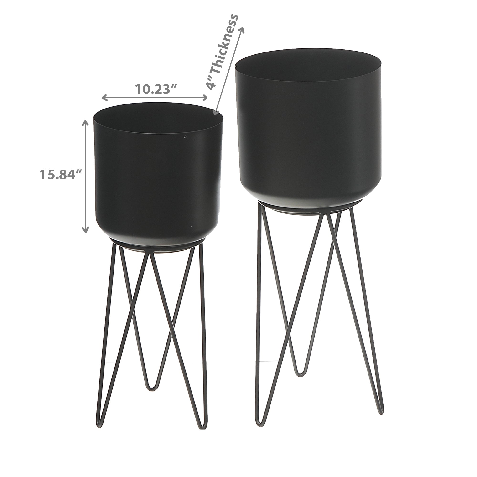 Set2 Planters With Tripod Stand-Black